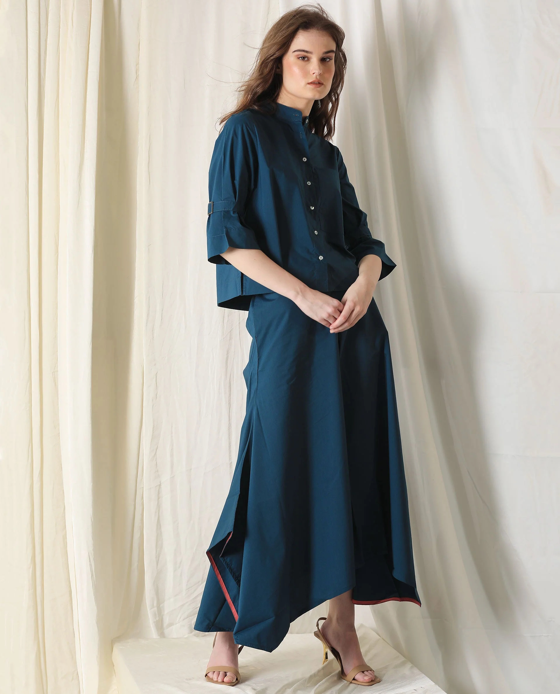 Rareism Womens Kyoto Petrol Trouser Poly Lycra Fabric Relaxed Fit Draw String Closure High Rise Waist Rise Ankle Length - Image 9