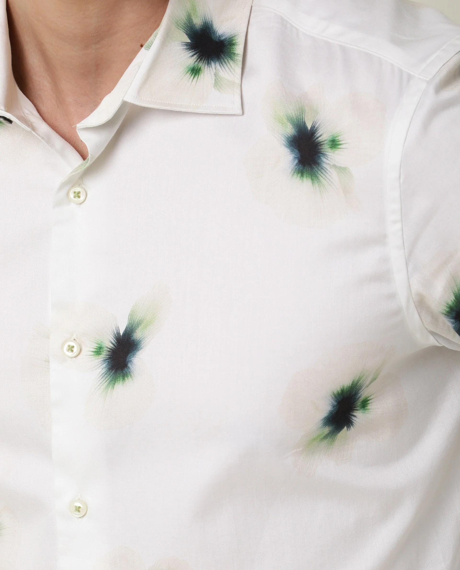 Rare Rabbit Men's Laccoss Off White Cotton Floral Print Regular Fit Full Sleeve Collared Shirt - Image 5