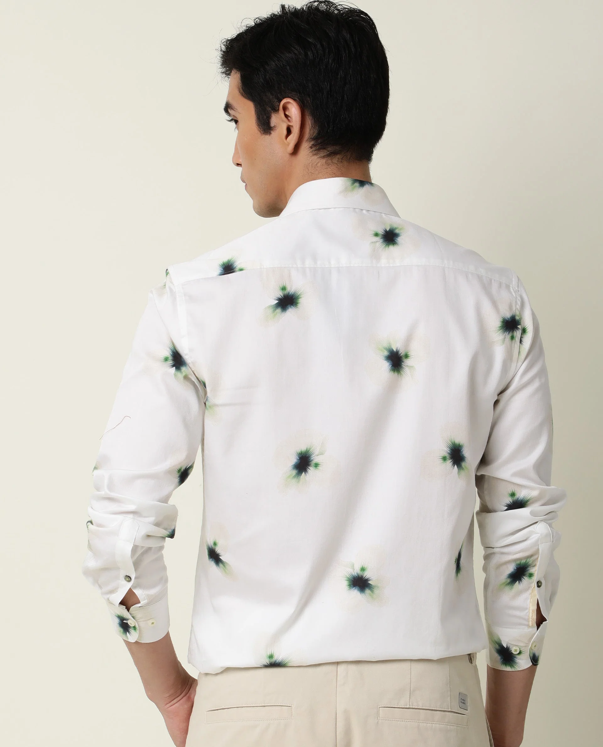 Rare Rabbit Men's Laccoss Off White Cotton Floral Print Regular Fit Full Sleeve Collared Shirt - Image 6