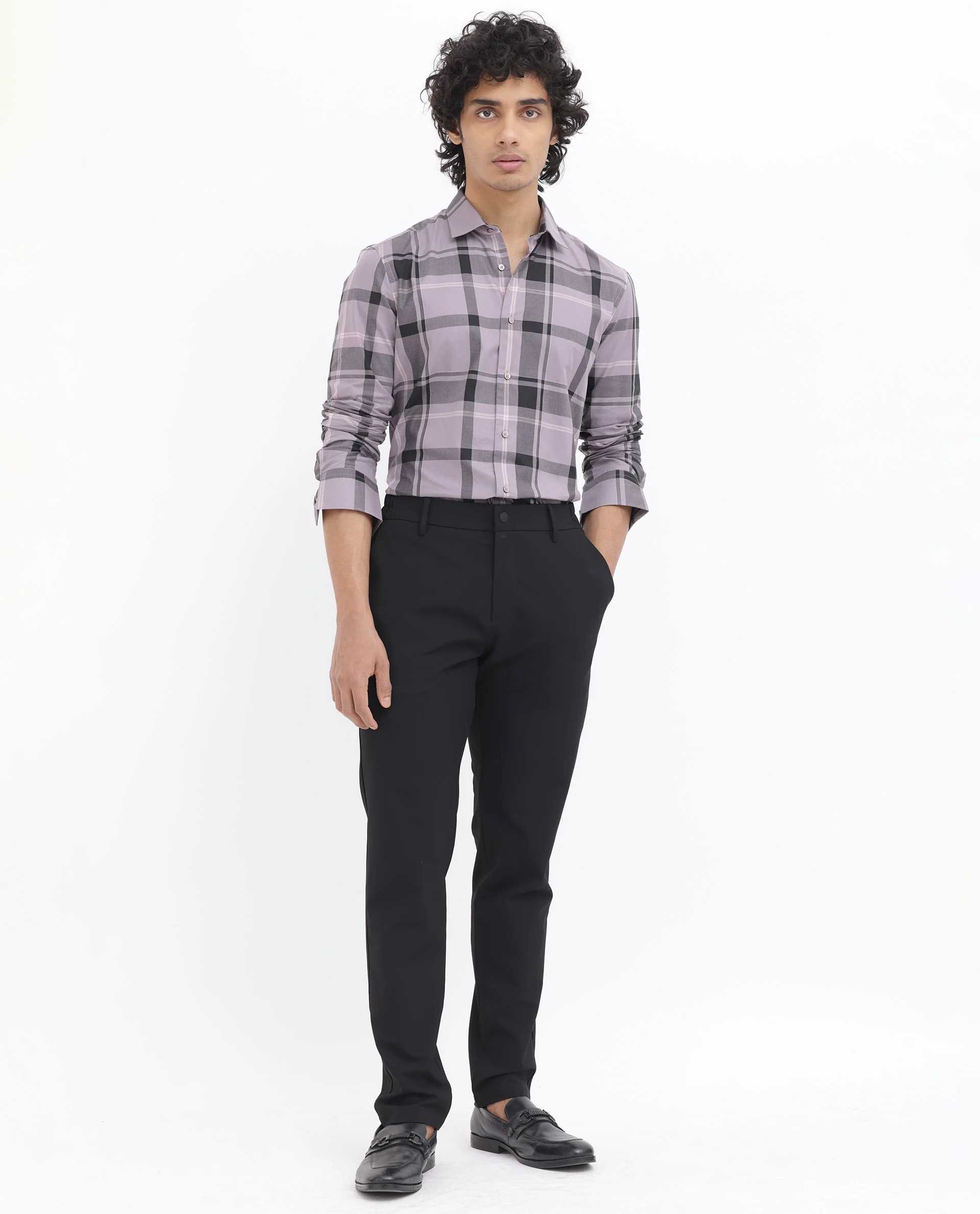 Rare Rabbit Men's Lacon Dusky Pink Cotton Checked Print Regular Fit Full Sleeve Collared Shirt - Image 3