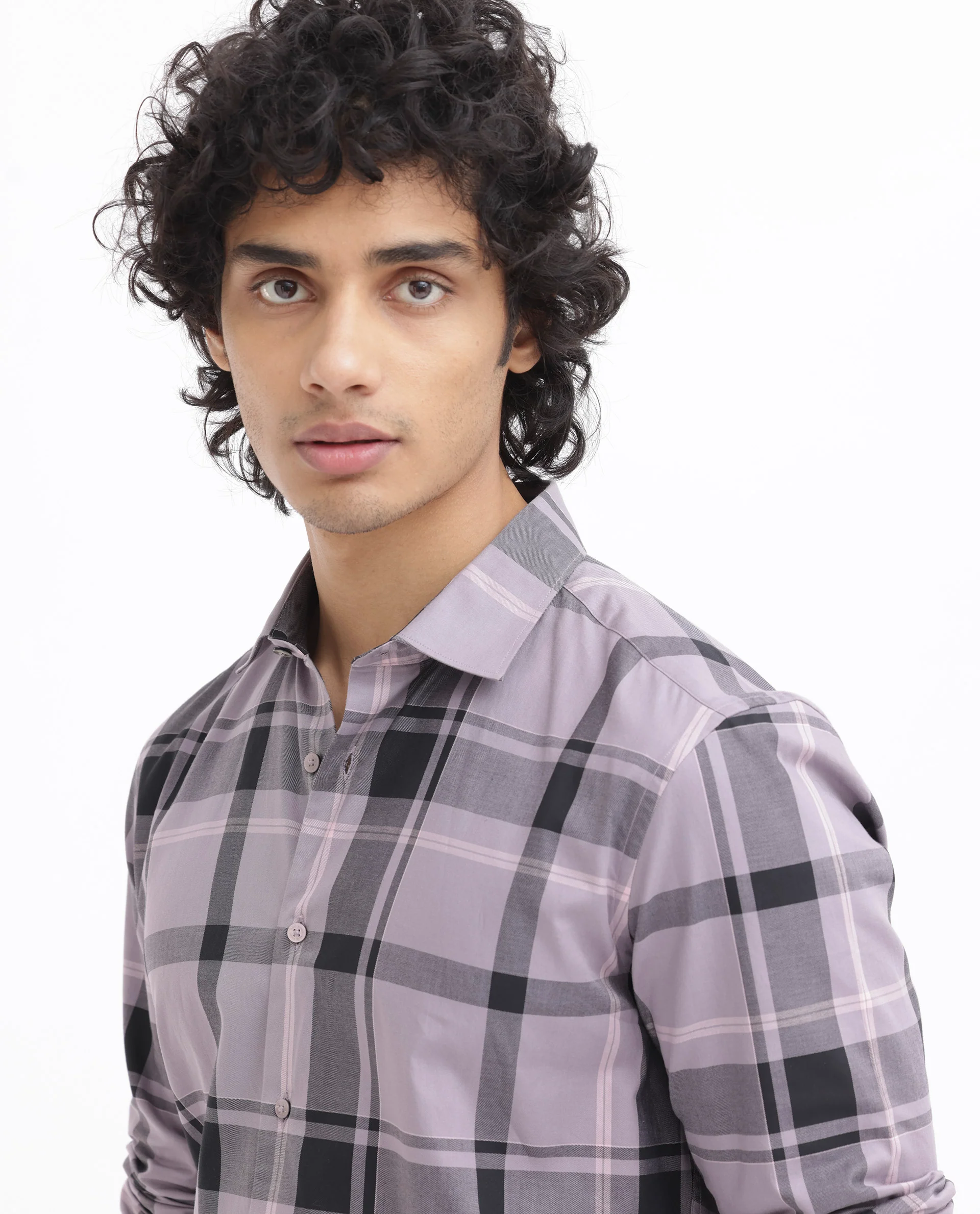 Rare Rabbit Men's Lacon Dusky Pink Cotton Checked Print Regular Fit Full Sleeve Collared Shirt - Image 5