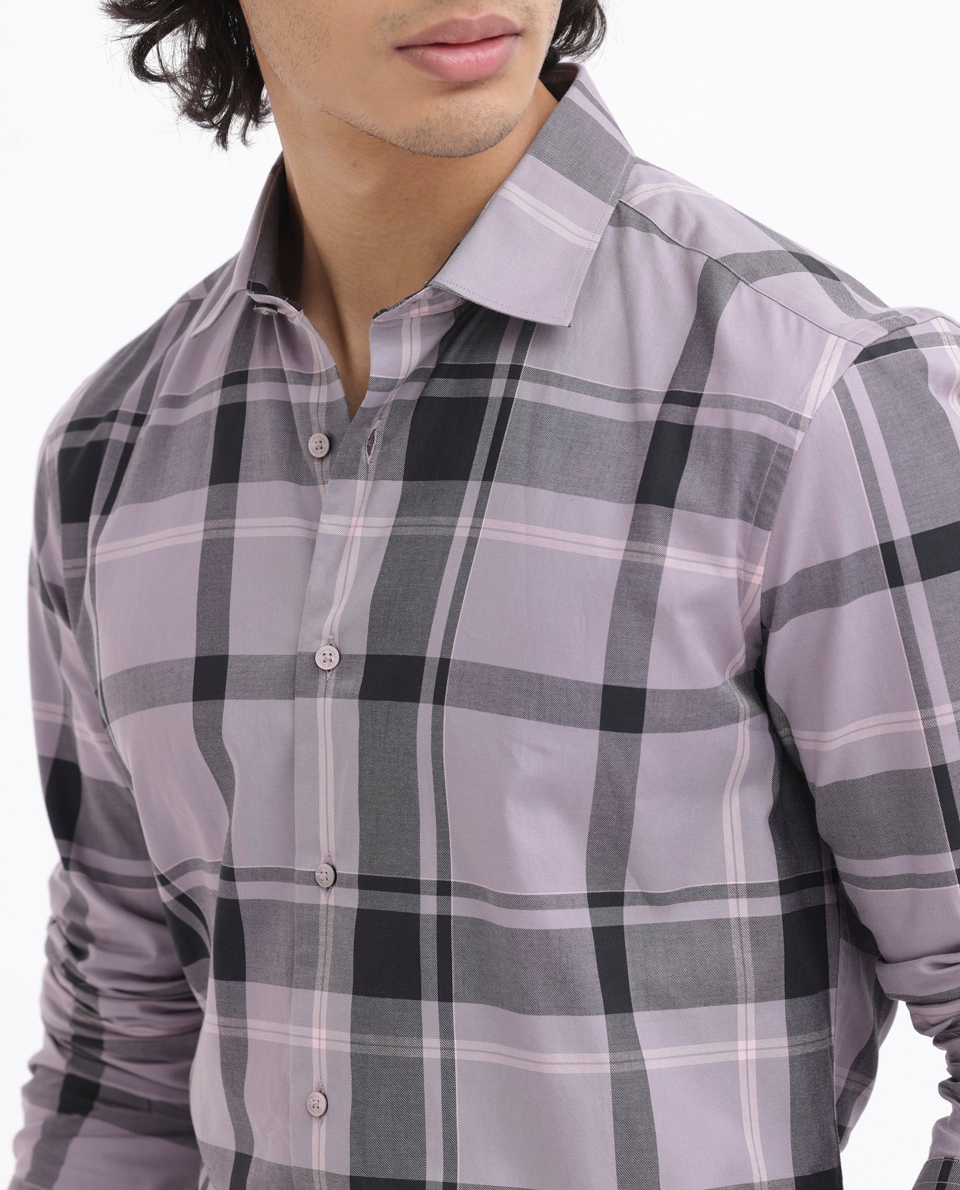 Rare Rabbit Men's Lacon Dusky Pink Cotton Checked Print Regular Fit Full Sleeve Collared Shirt - Image 6