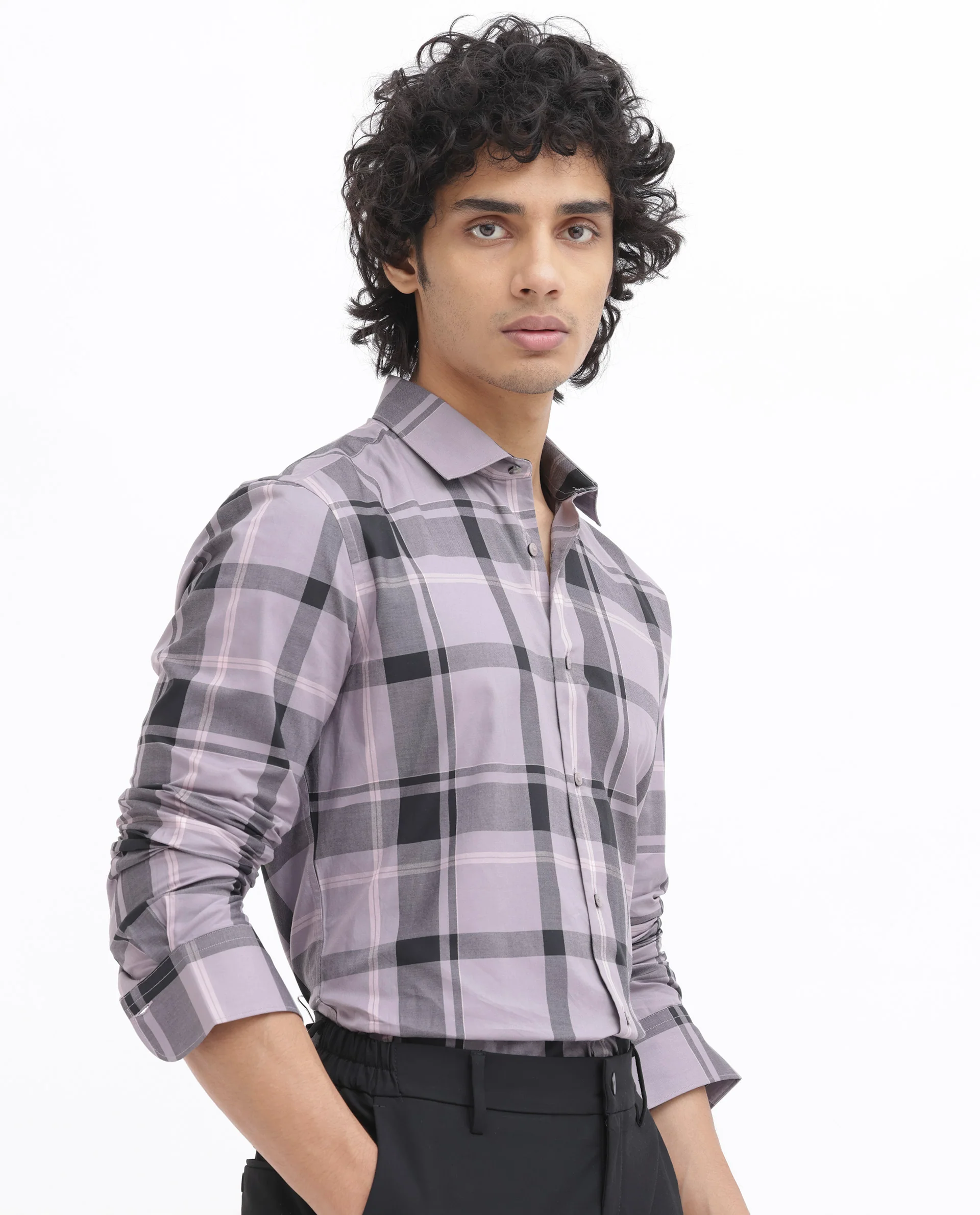 Rare Rabbit Men's Lacon Dusky Pink Cotton Checked Print Regular Fit Full Sleeve Collared Shirt - Image 7