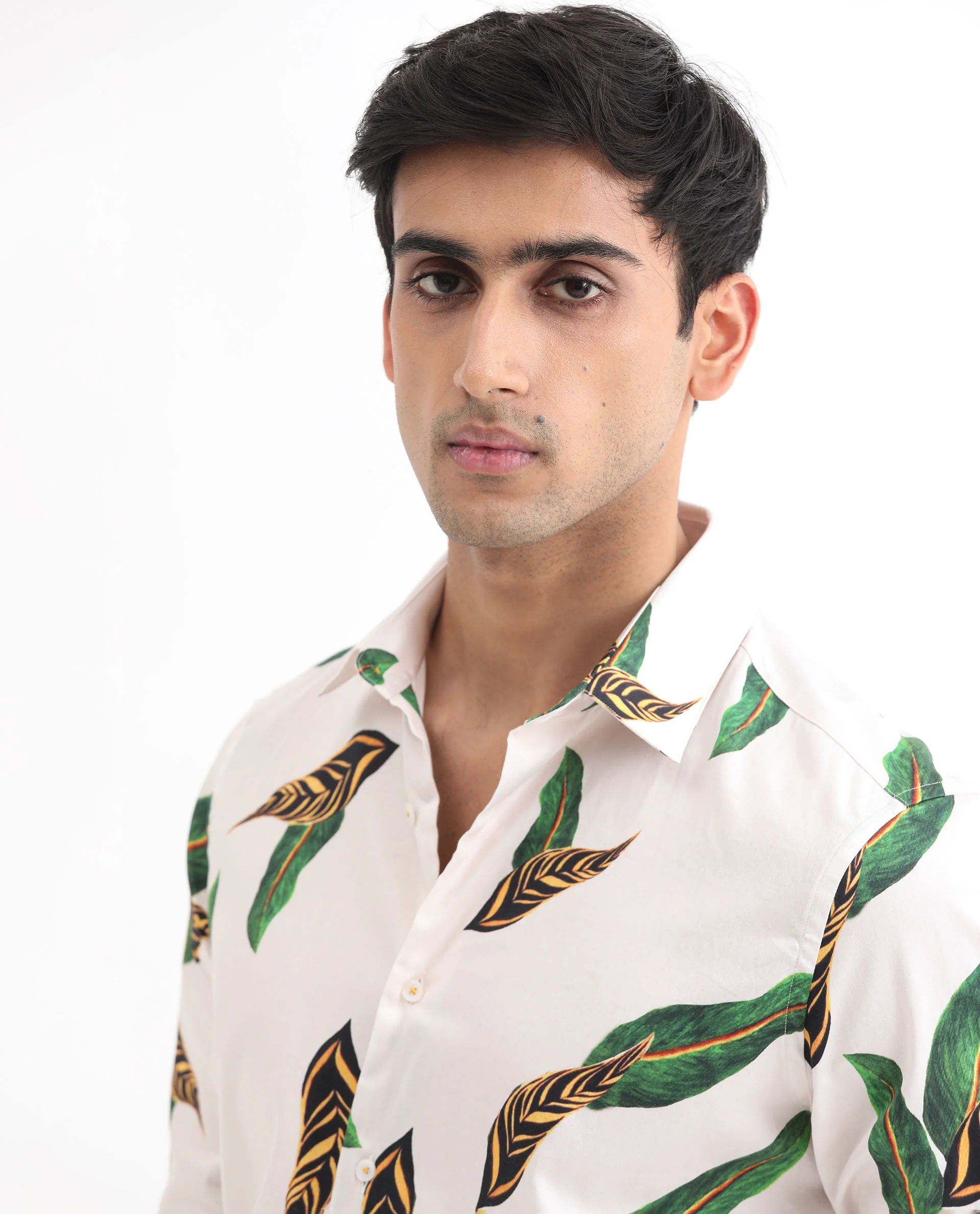 Rare Rabbit Men's Lafey Off White Cotton Tropical Print Regular Fit Full Sleeve Collared Shirt - Image 7
