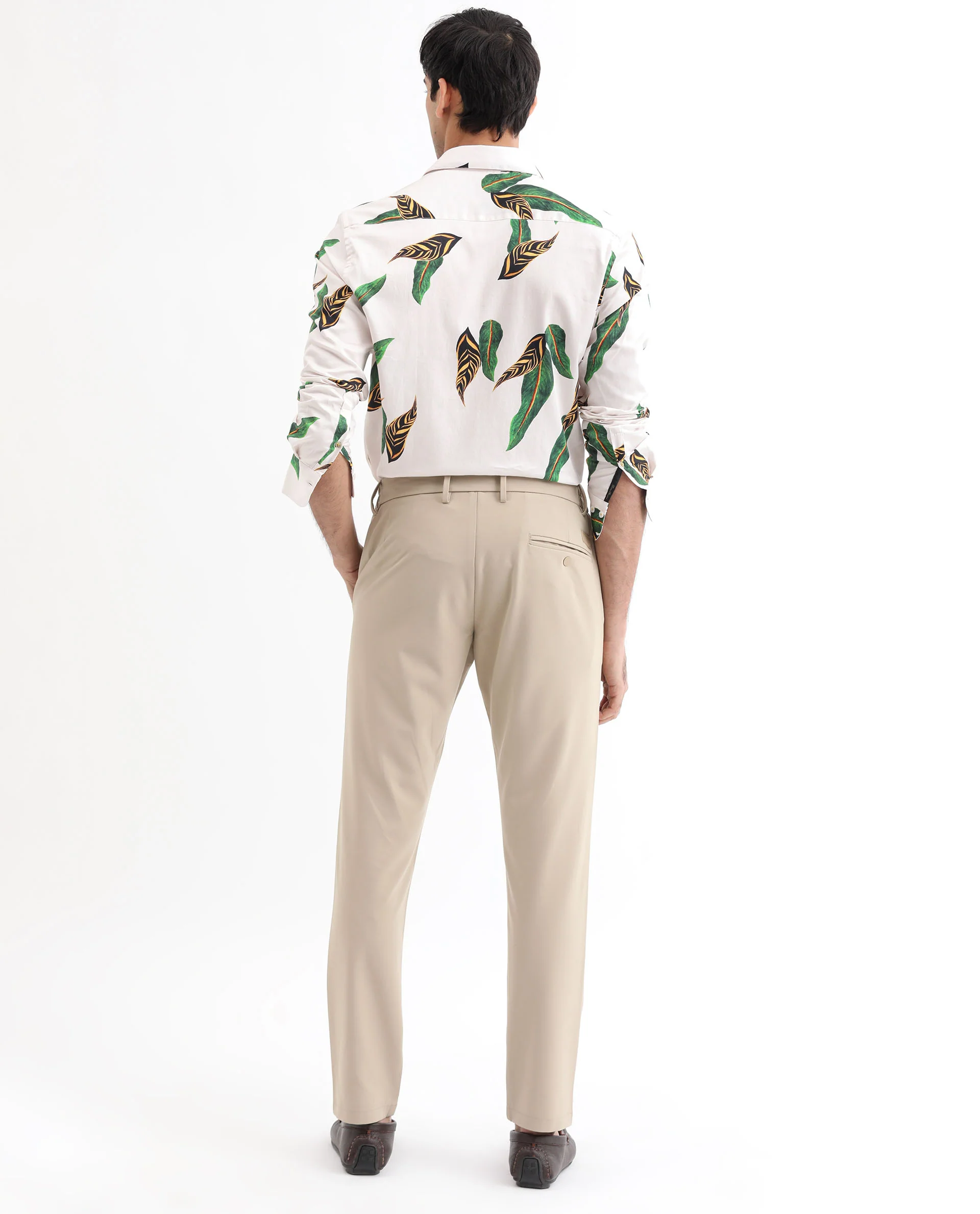Rare Rabbit Men's Lafey Off White Cotton Tropical Print Regular Fit Full Sleeve Collared Shirt - Image 9