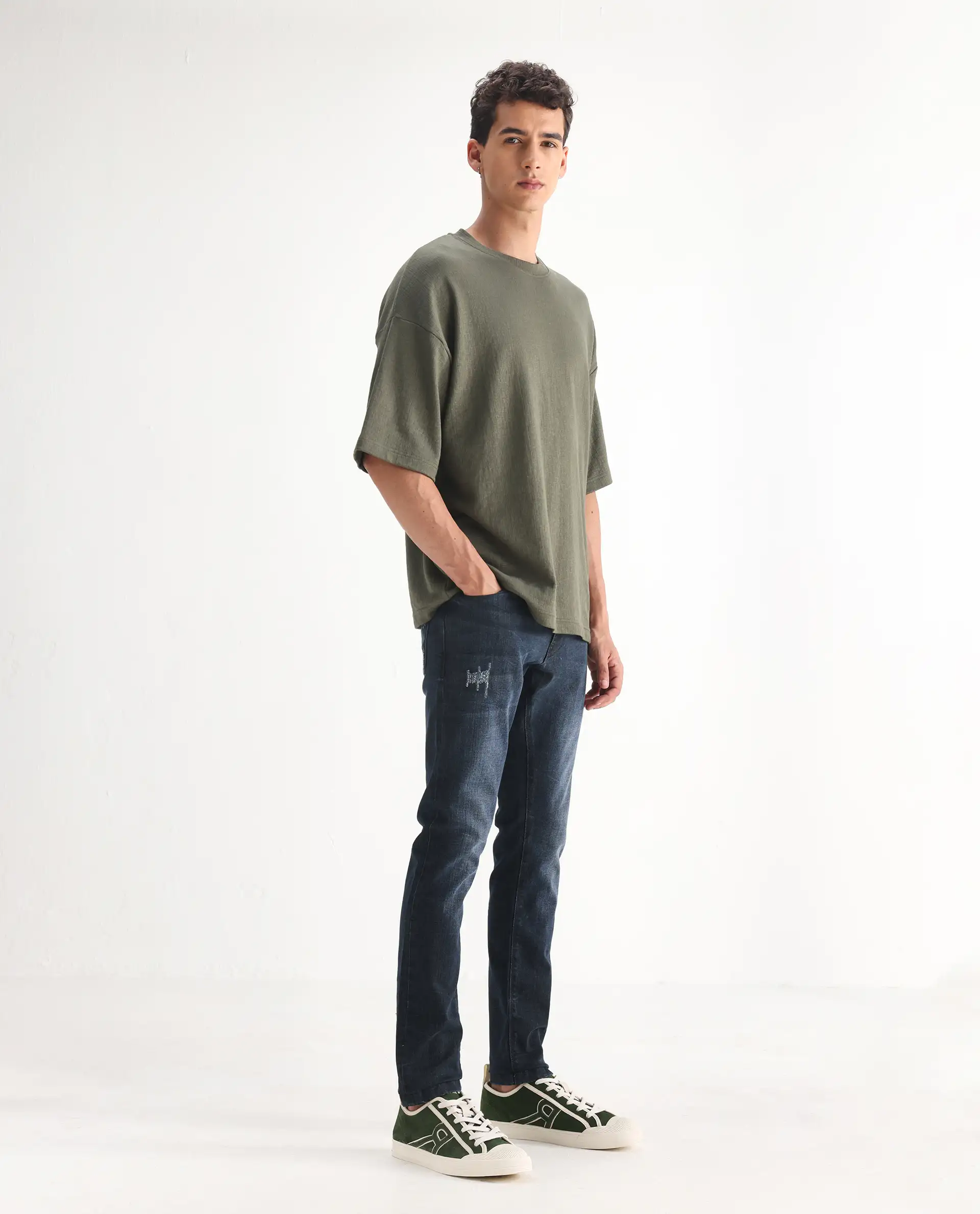 Rare Rabbit Men's Laiden Blue Cotton Plain Hawk Slim Fit Jeans - Image 4