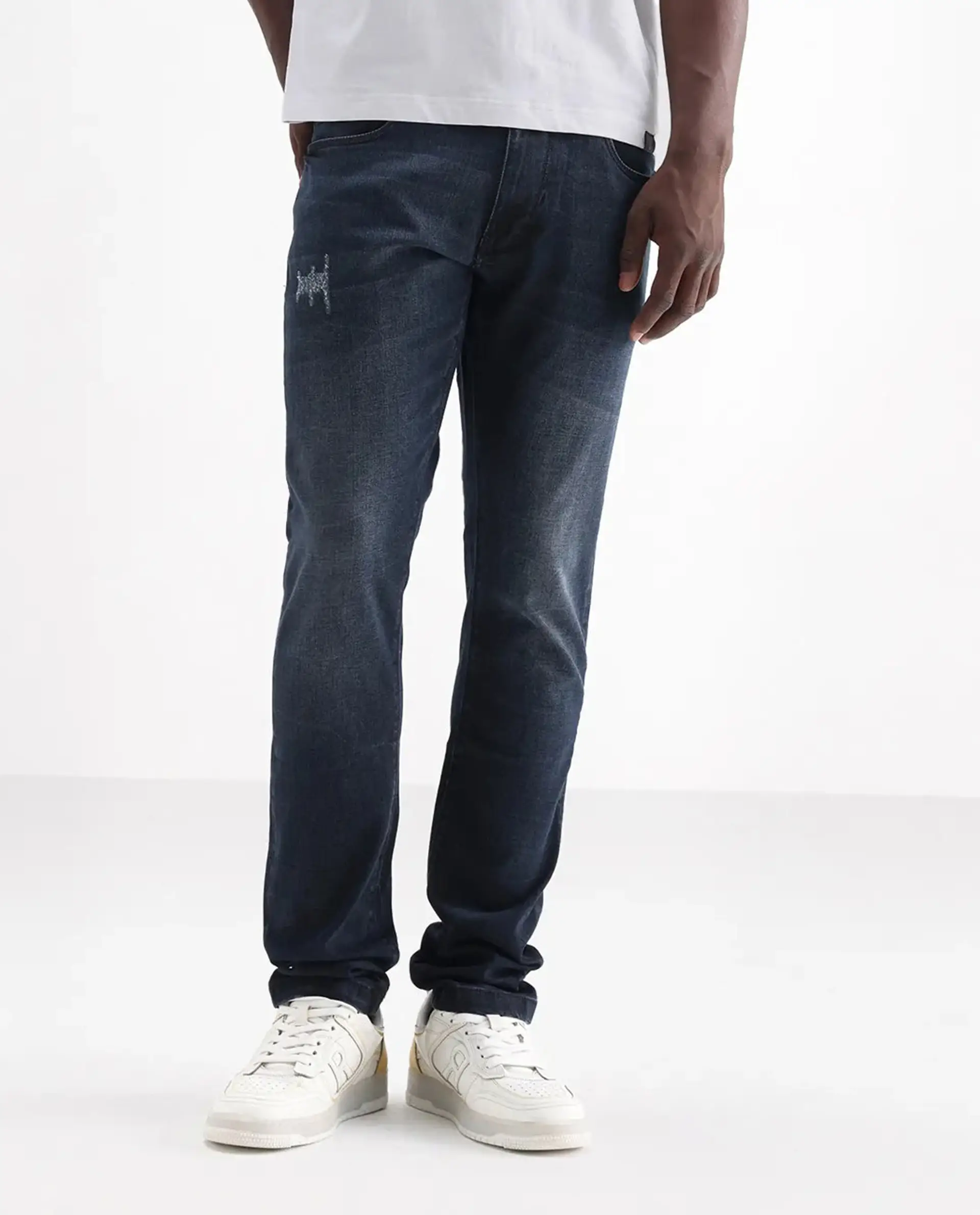 Rare Rabbit Men's Laiden Dusky Green Cotton Plain Hawk Slim Fit Jeans - Image 10