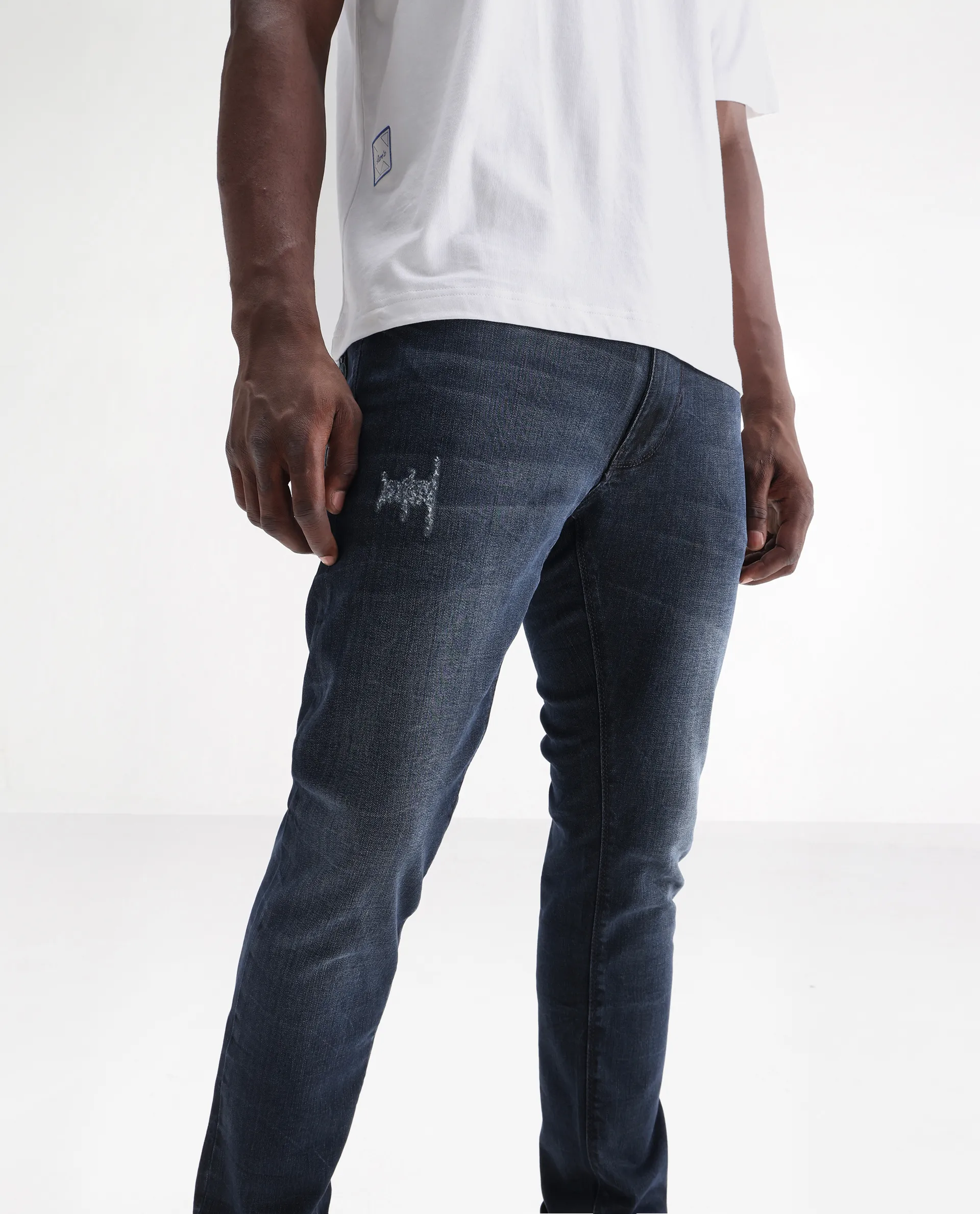 Rare Rabbit Men's Laiden Dusky Green Cotton Plain Hawk Slim Fit Jeans - Image 2