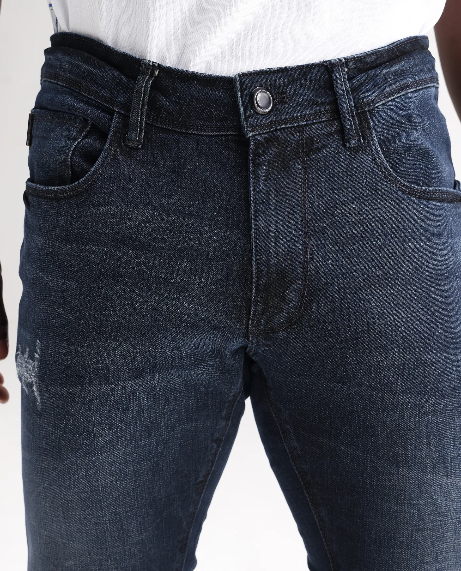 Rare Rabbit Men's Laiden Dusky Green Cotton Plain Hawk Slim Fit Jeans - Image 3