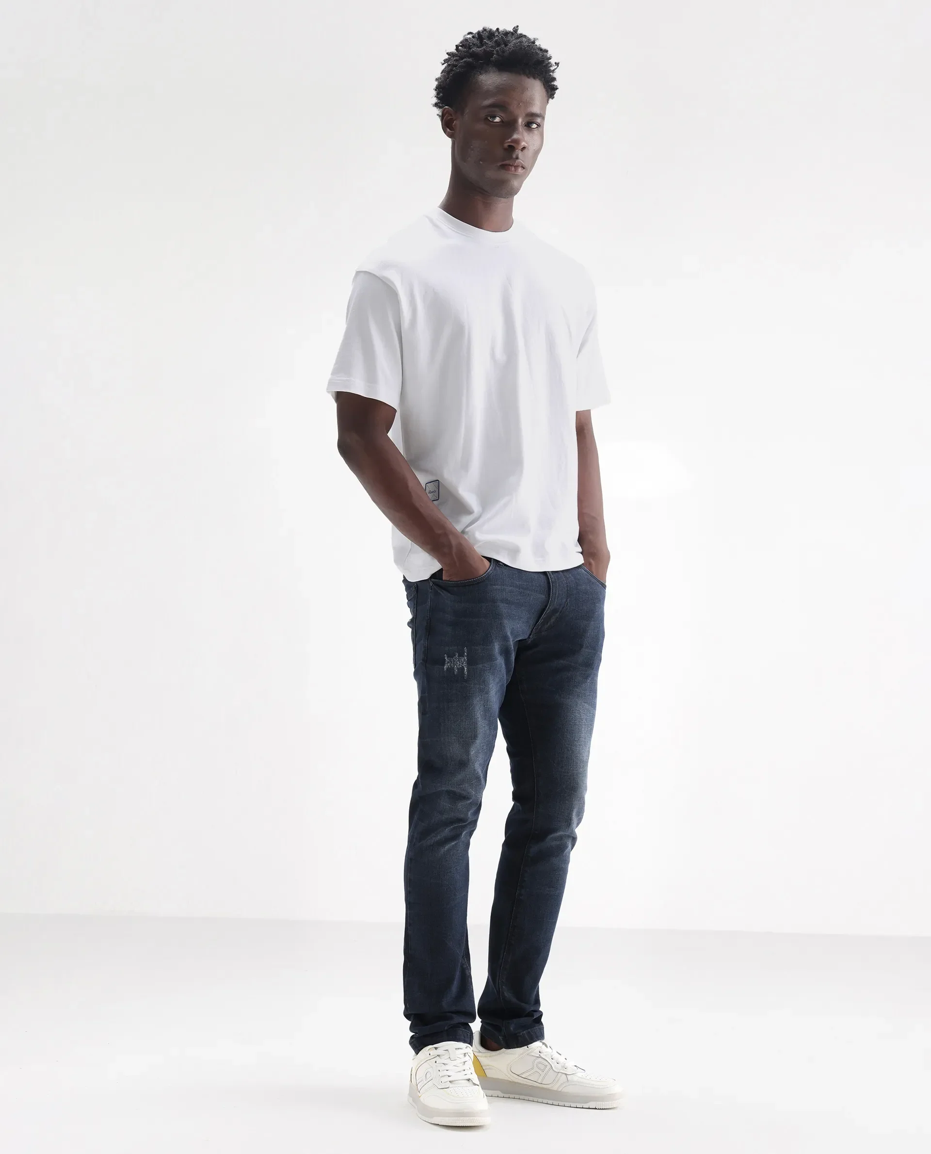 Rare Rabbit Men's Laiden Dusky Green Cotton Plain Hawk Slim Fit Jeans - Image 5