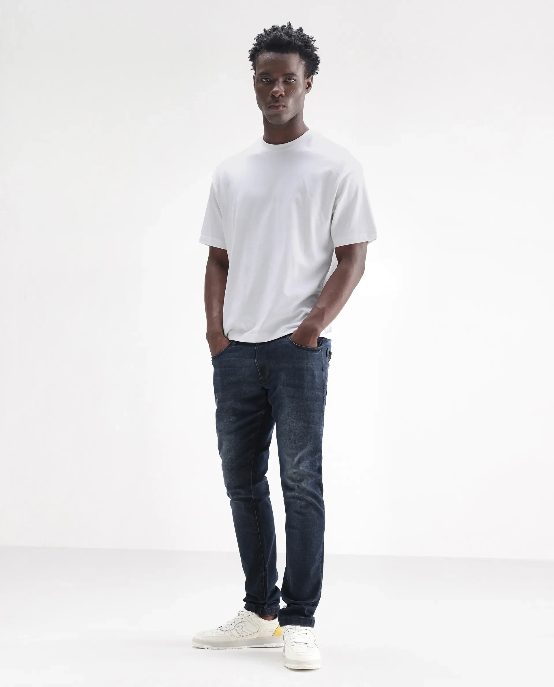 Rare Rabbit Men's Laiden Dusky Green Cotton Plain Hawk Slim Fit Jeans - Image 6