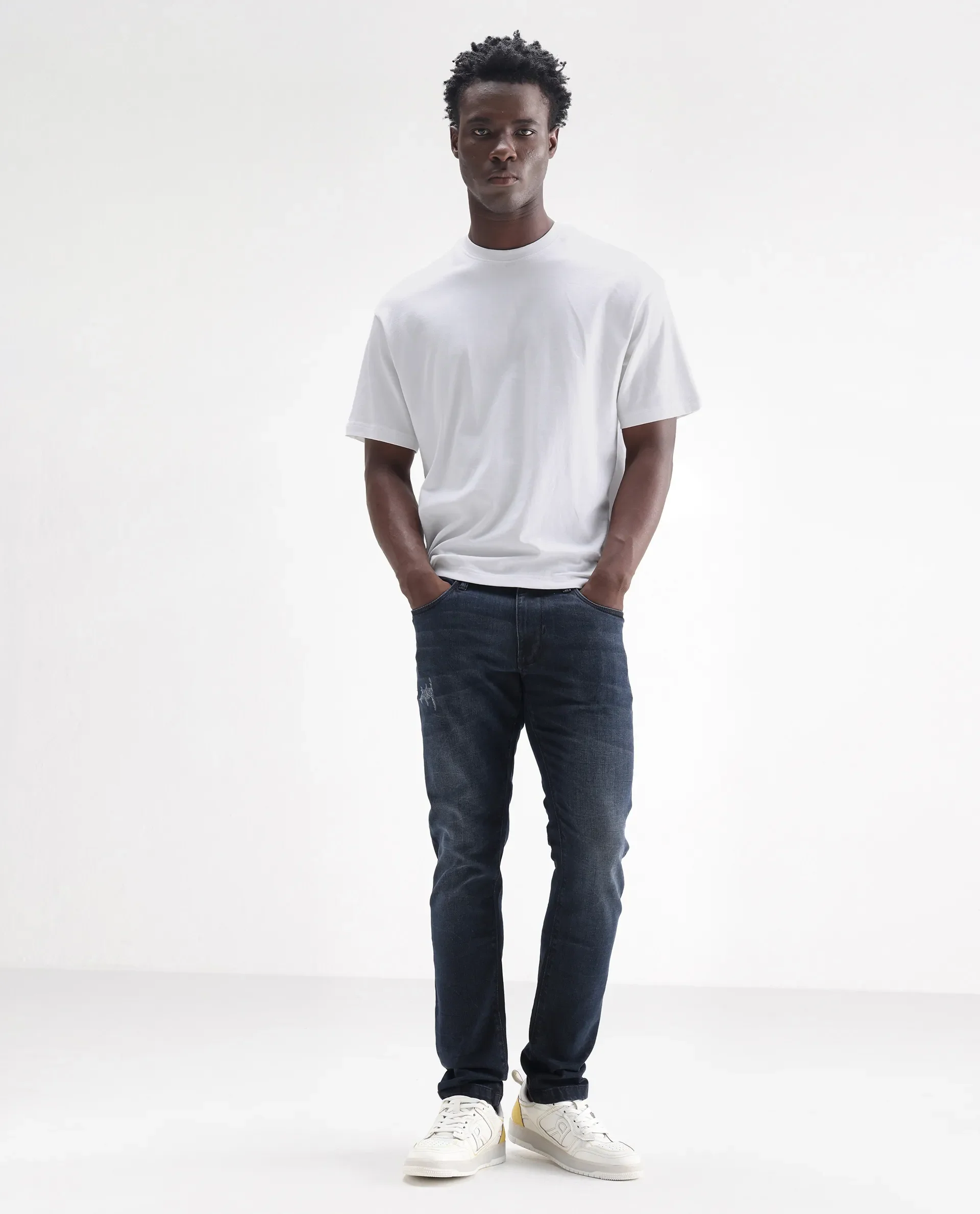 Rare Rabbit Men's Laiden Dusky Green Cotton Plain Hawk Slim Fit Jeans - Image 7