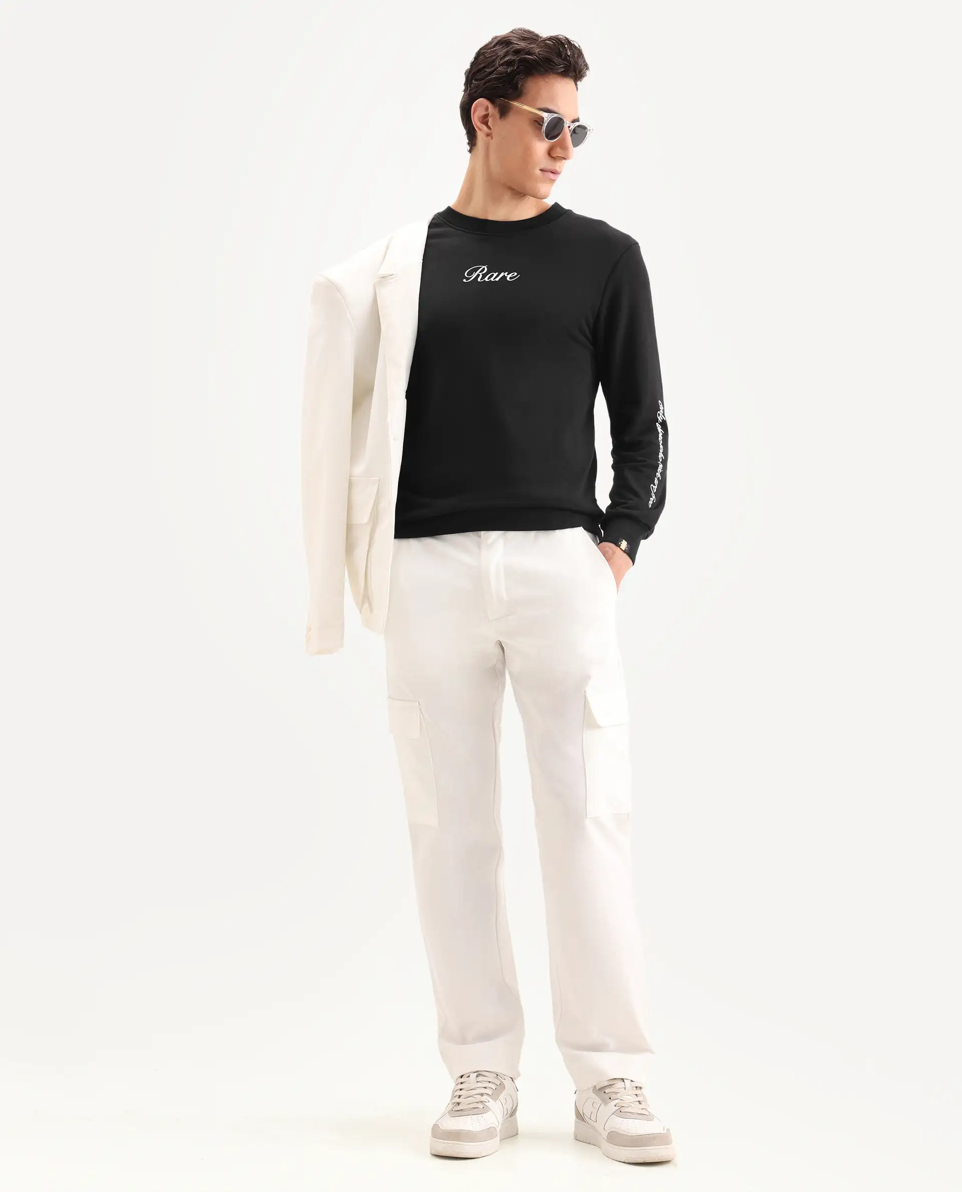 Rare Rabbit Men's Lain Black Cotton Animal Print Boxy Fit Full Sleeve Crew Neck Sweatshirt - Image 2