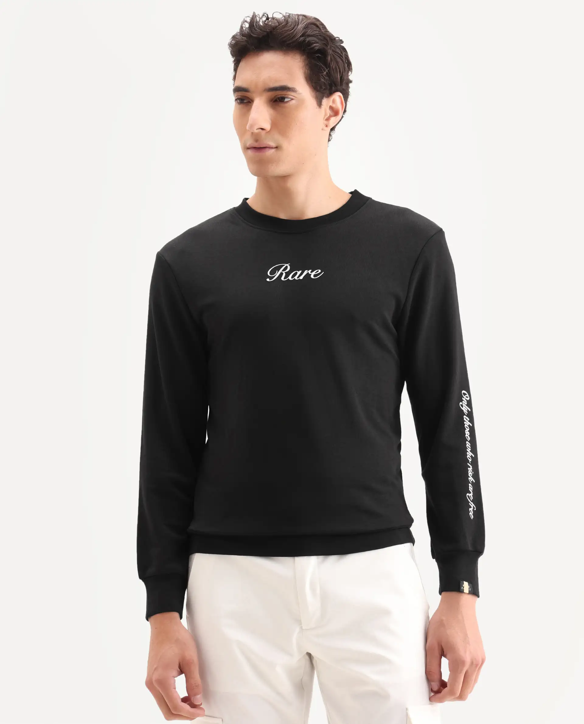 Rare Rabbit Men's Lain Black Cotton Animal Print Boxy Fit Full Sleeve Crew Neck Sweatshirt - Image 3