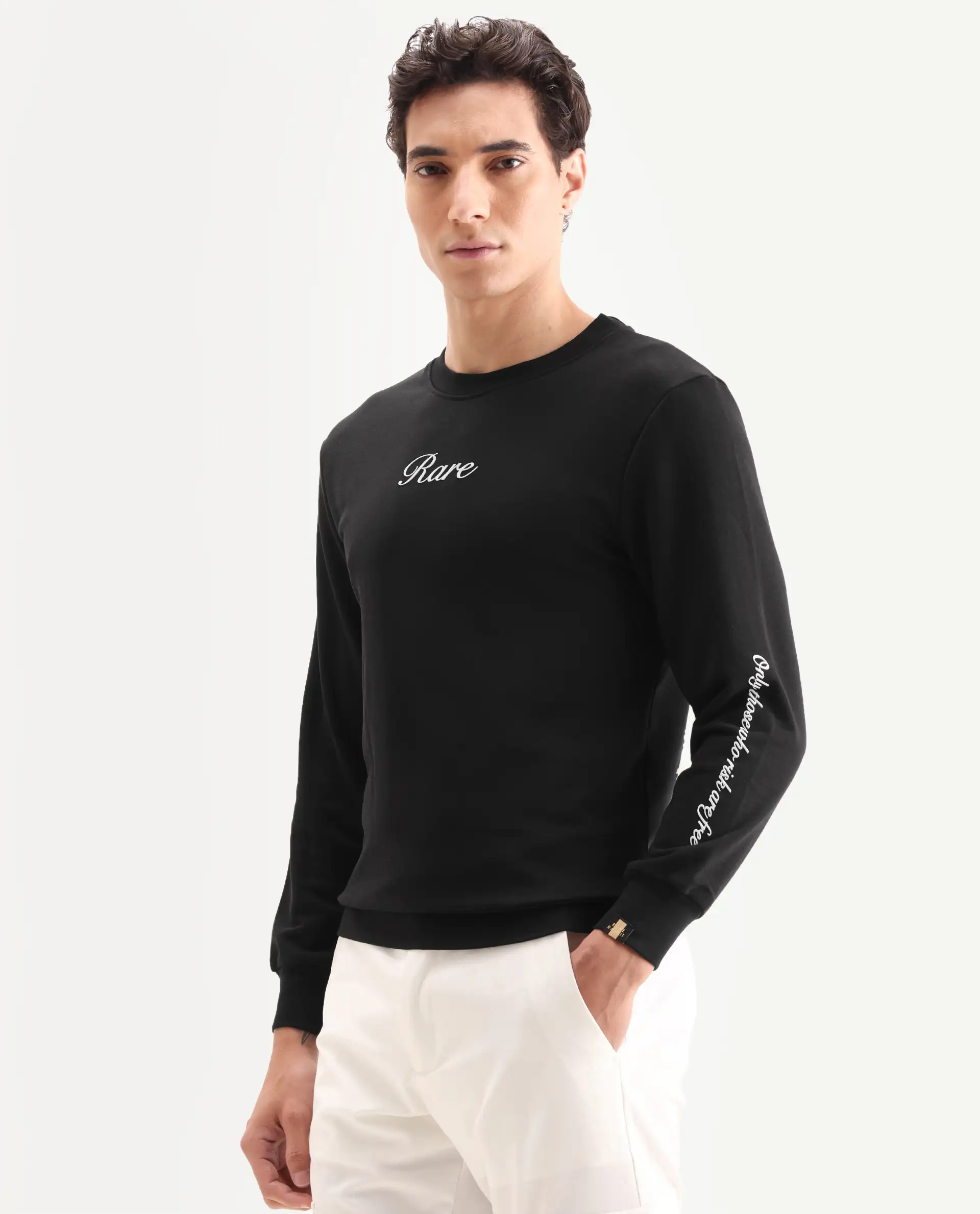 Rare Rabbit Men's Lain Black Cotton Animal Print Boxy Fit Full Sleeve Crew Neck Sweatshirt - Image 5