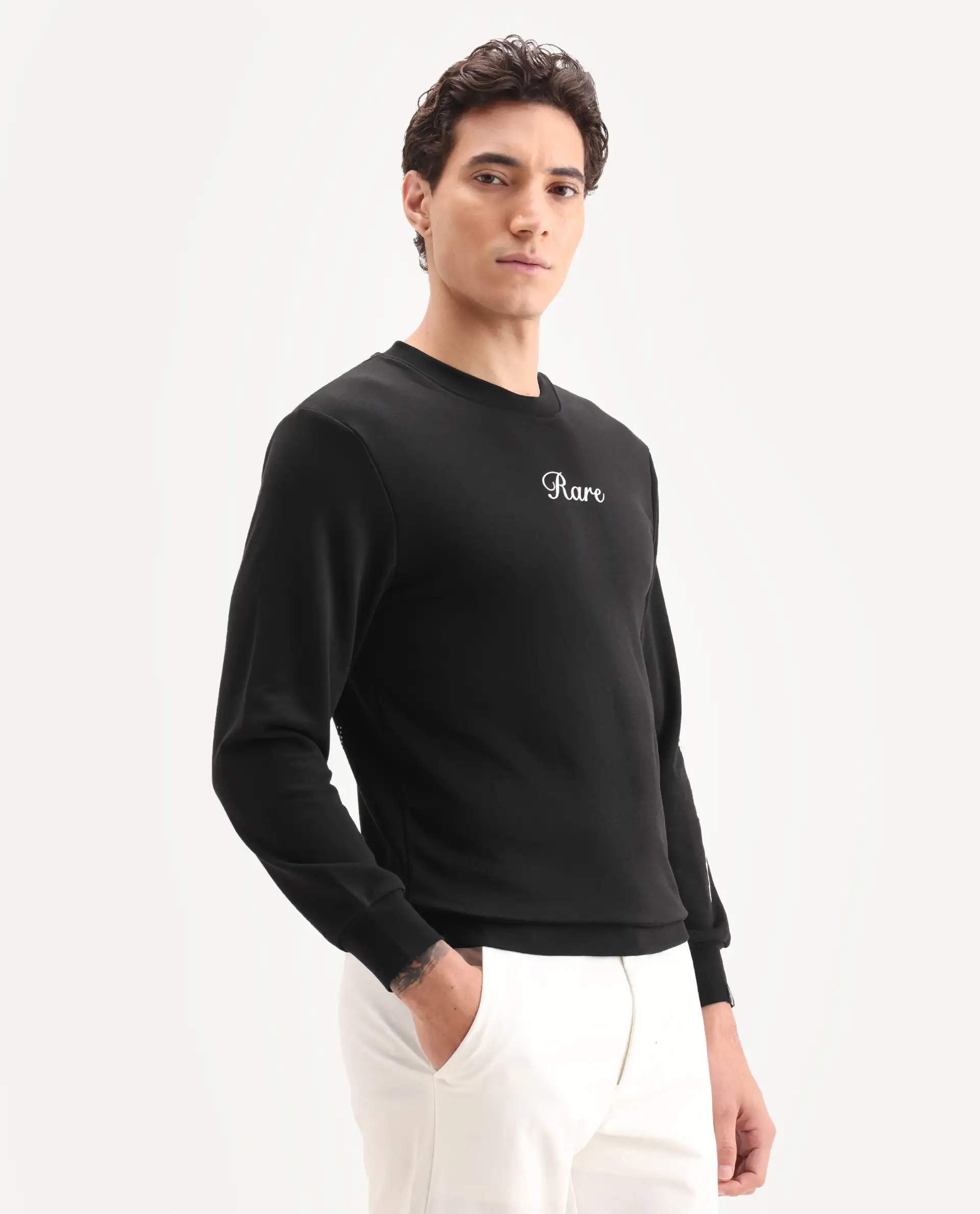 Rare Rabbit Men's Lain Black Cotton Animal Print Boxy Fit Full Sleeve Crew Neck Sweatshirt - Image 6