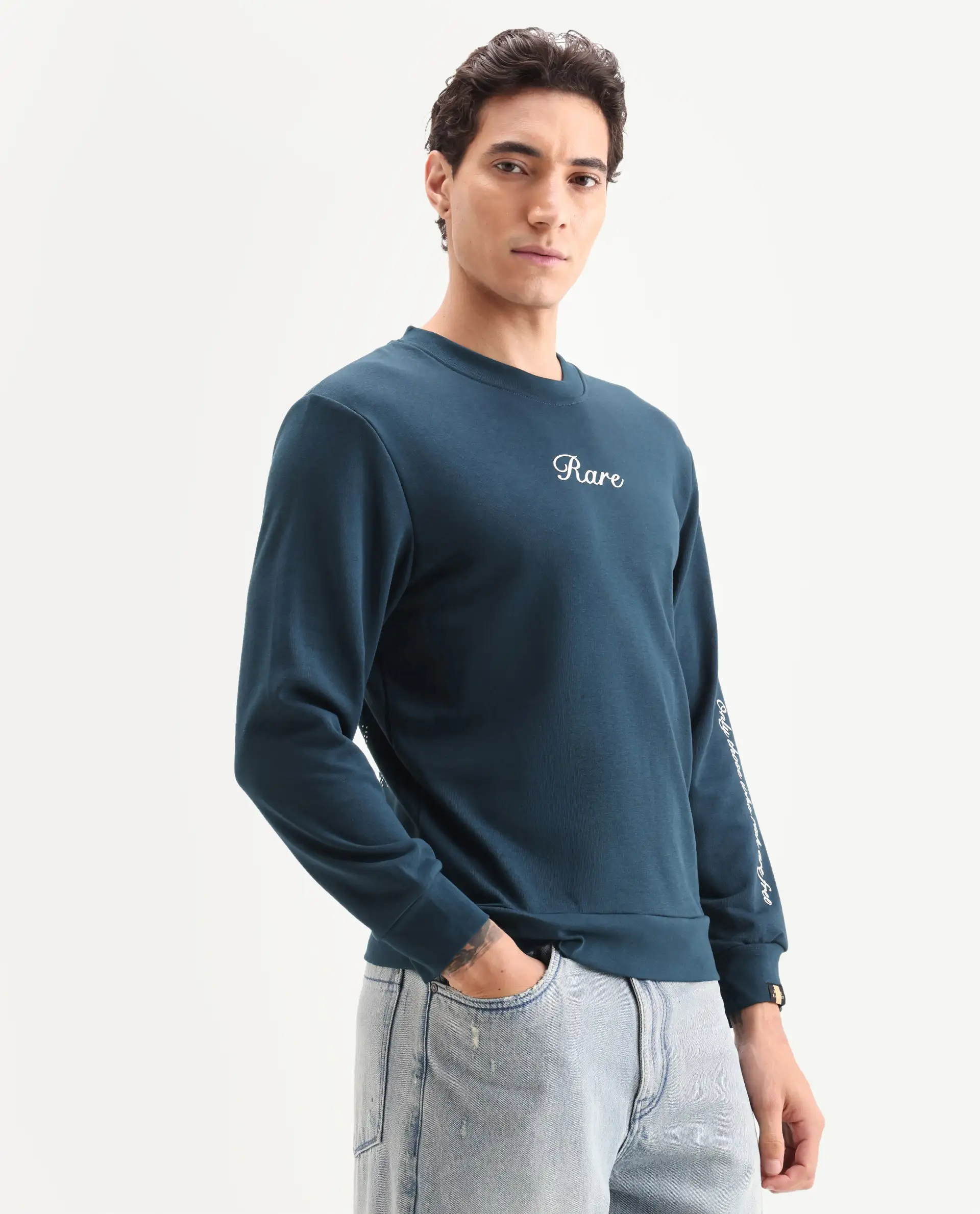 Rare Rabbit Men's Lain Petrol Cotton Animal Print Boxy Fit Full Sleeve Crew Neck Sweatshirt - Image 7