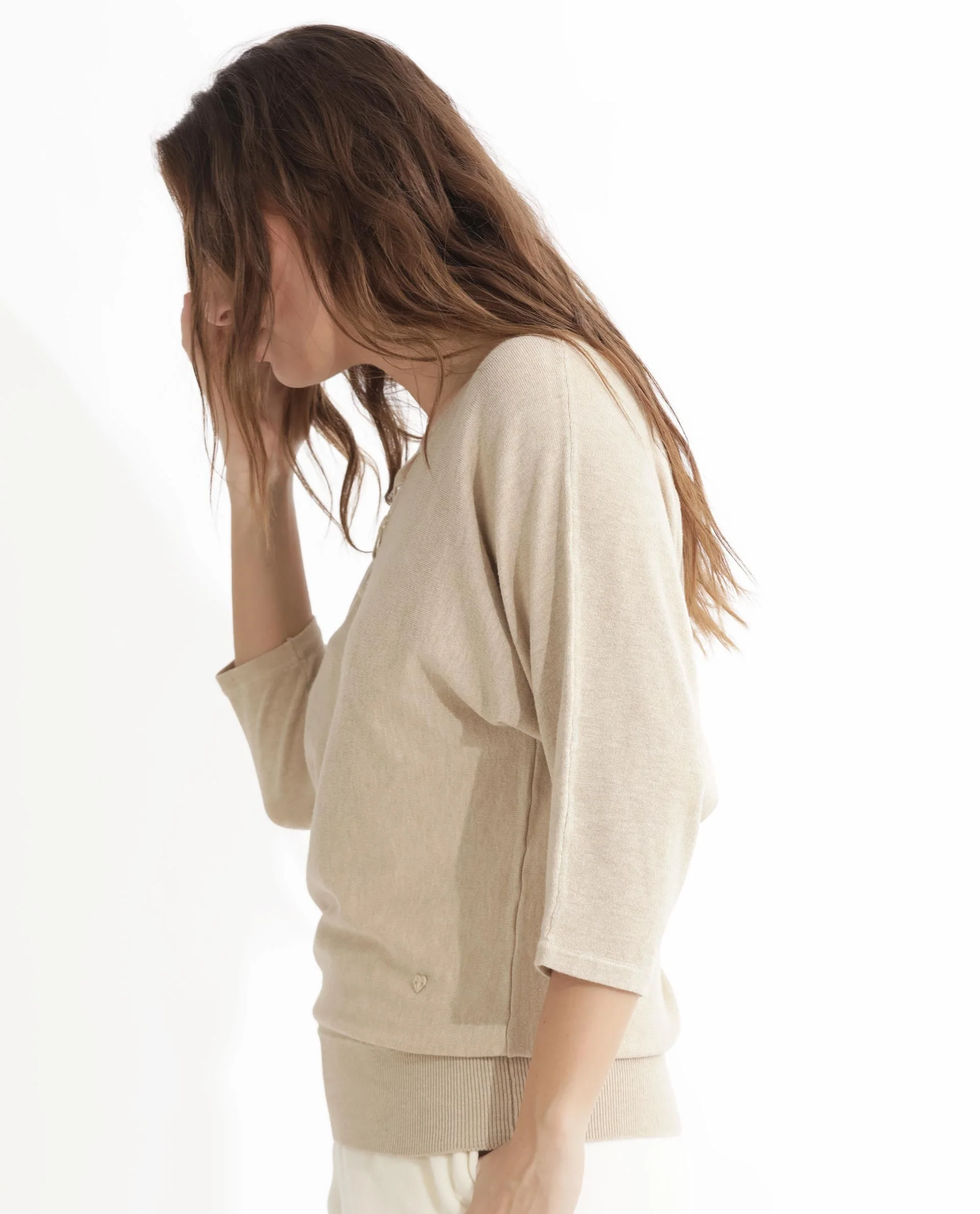 Rareism Women's Laine Beige Viscose V-Neck Plain Kimono Sleeve Regular Fit Top - Image 8
