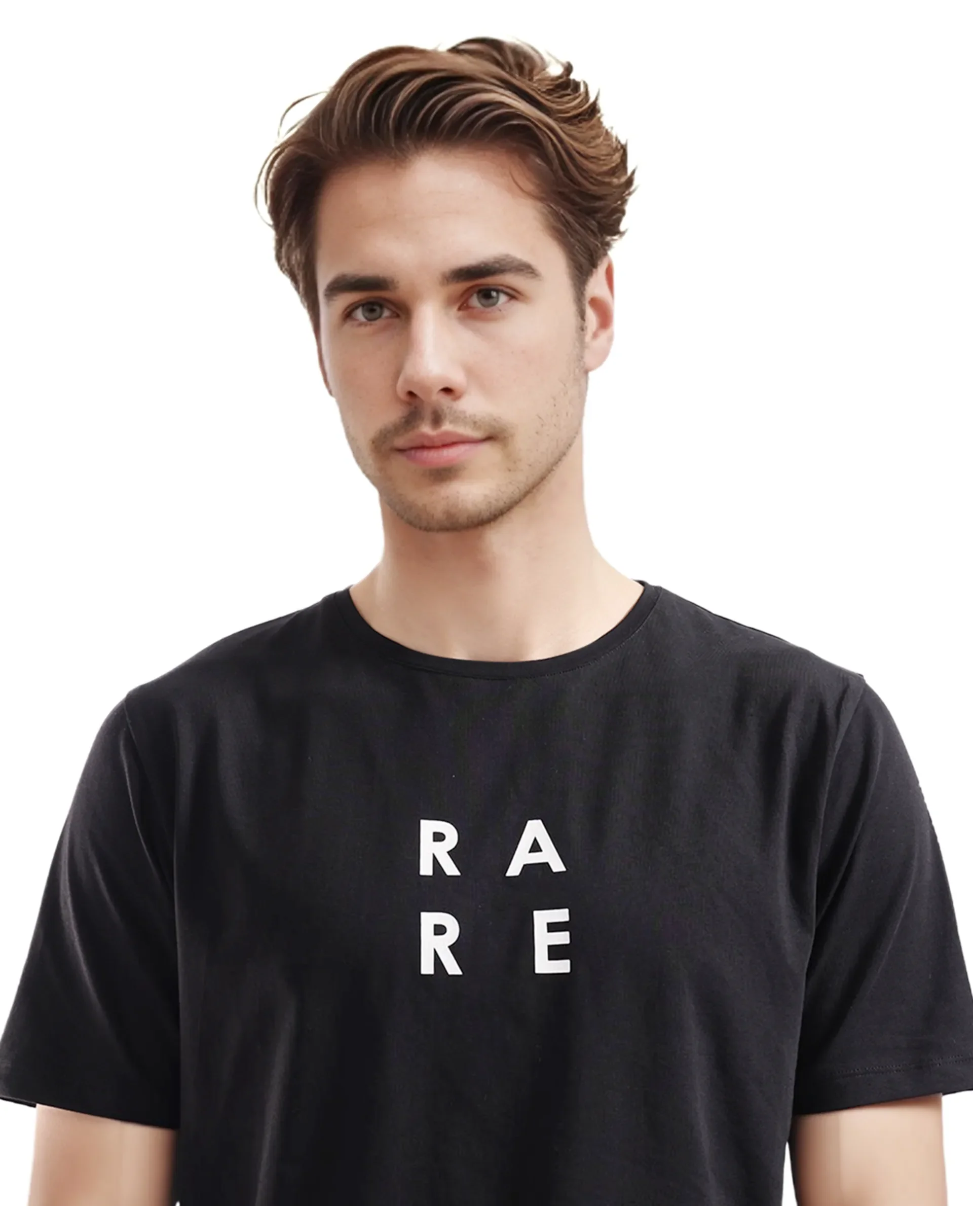 Rare Rabbit Men's Lalyy Black Cotton Graphic Print Slim Fit Half Sleeve Crew Neck T-Shirt - Image 4