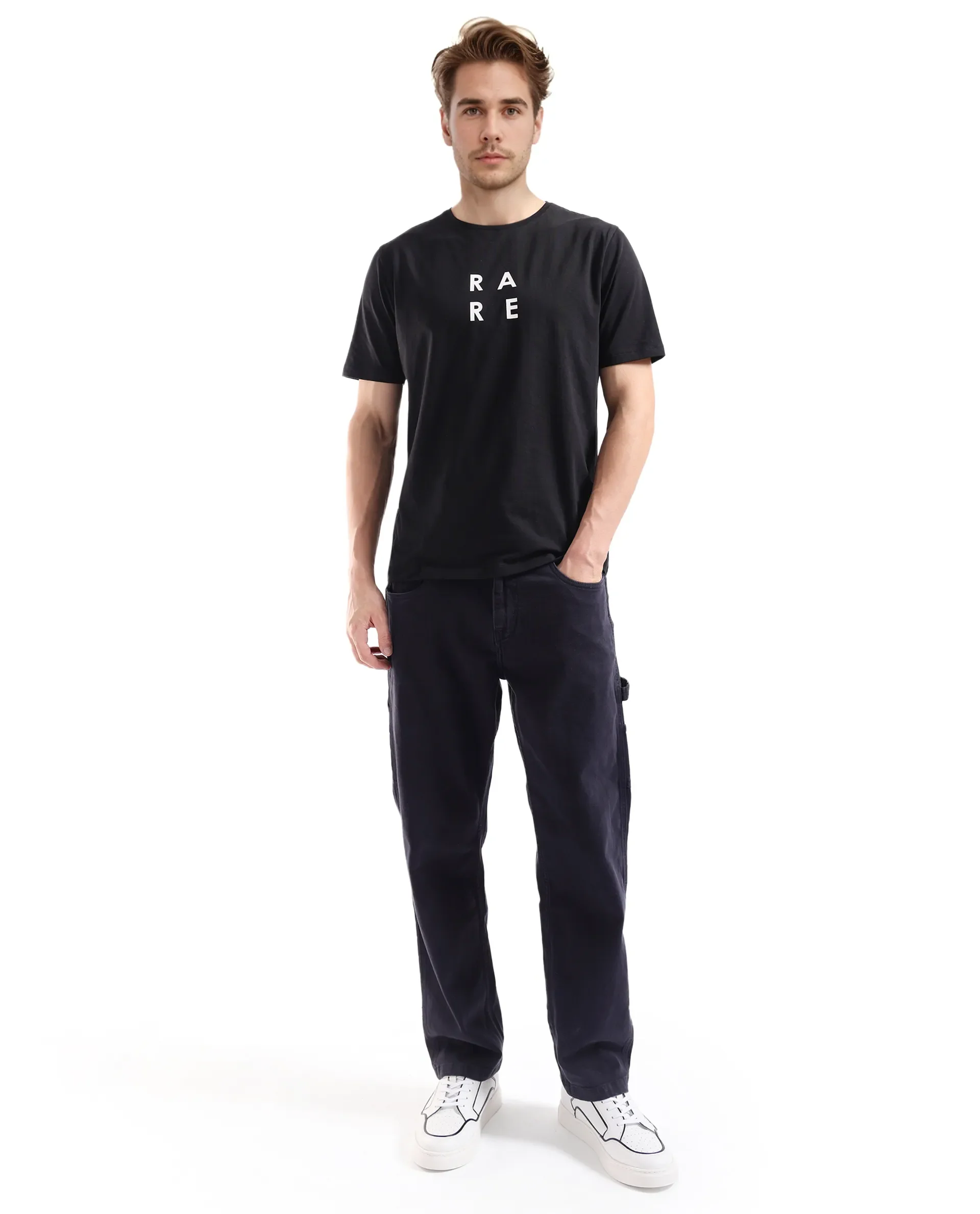 Rare Rabbit Men's Lalyy Black Cotton Graphic Print Slim Fit Half Sleeve Crew Neck T-Shirt - Image 5