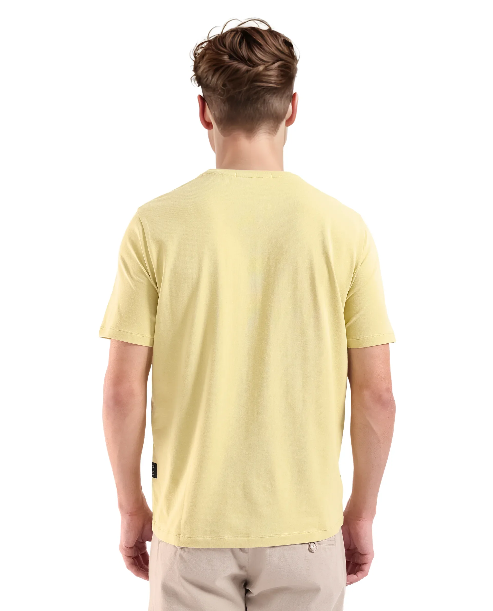 Rare Rabbit Men's Lalyy Dusky Yellow Cotton Graphic Print Slim Fit Half Sleeve Crew Neck T-Shirt - Image 5