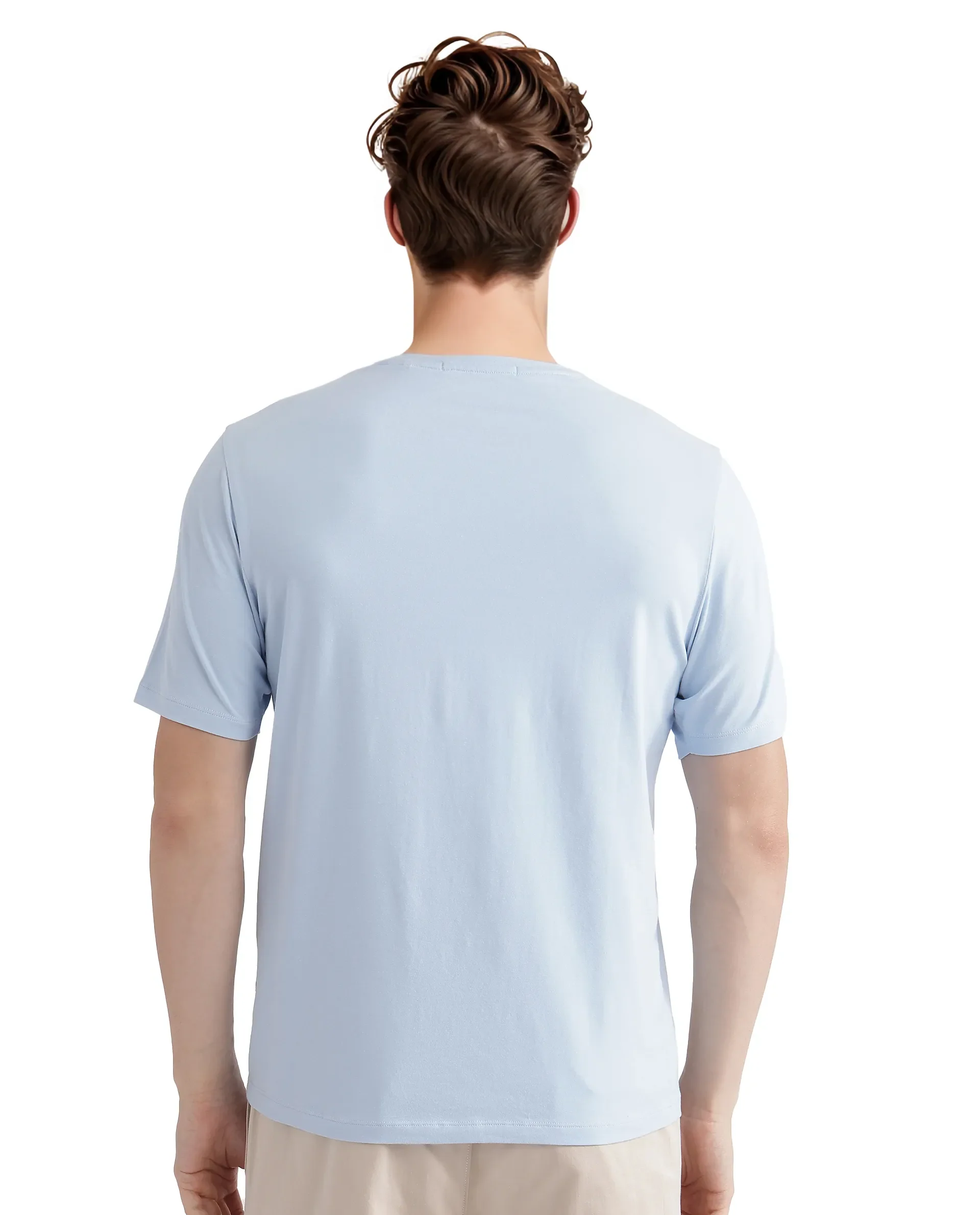 Rare Rabbit Men's Lalyy Light Blue Cotton Graphic Print Slim Fit Half Sleeve Crew Neck T-Shirt - Image 5