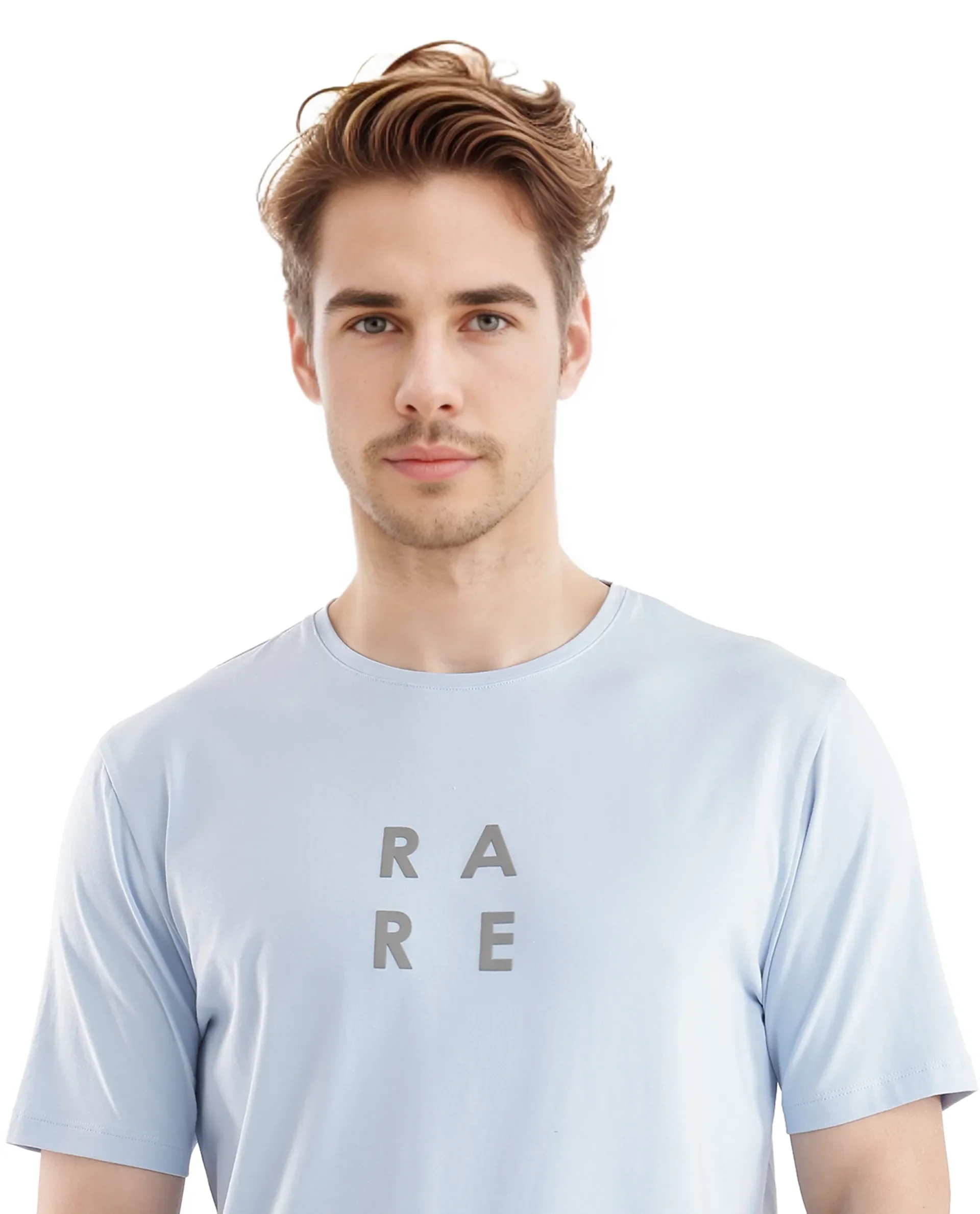 Rare Rabbit Men's Lalyy Light Blue Cotton Graphic Print Slim Fit Half Sleeve Crew Neck T-Shirt - Image 8
