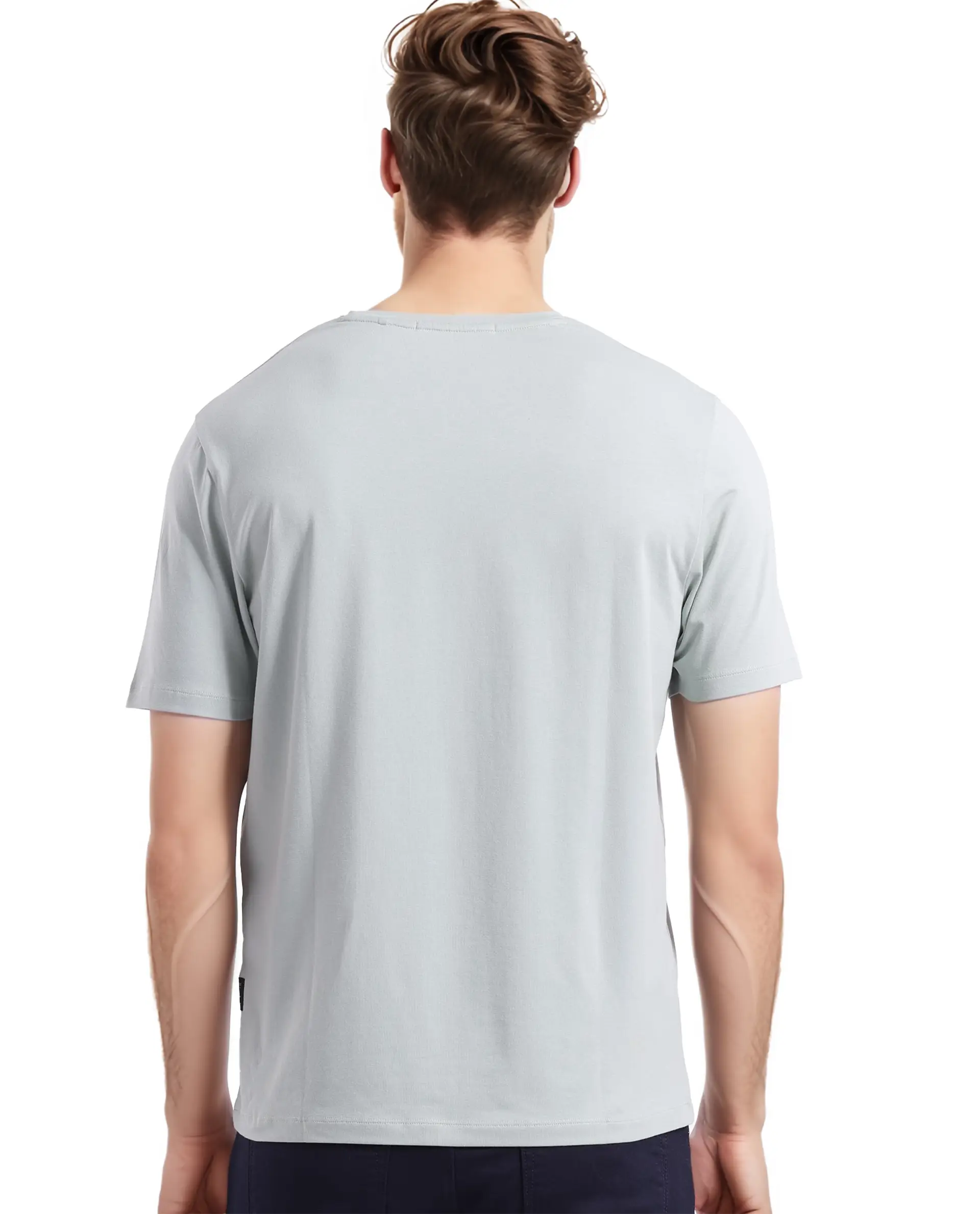 Rare Rabbit Men's Lalyy Pastel Green Cotton Graphic Print Slim Fit Half Sleeve Crew Neck T-Shirt - Image 4