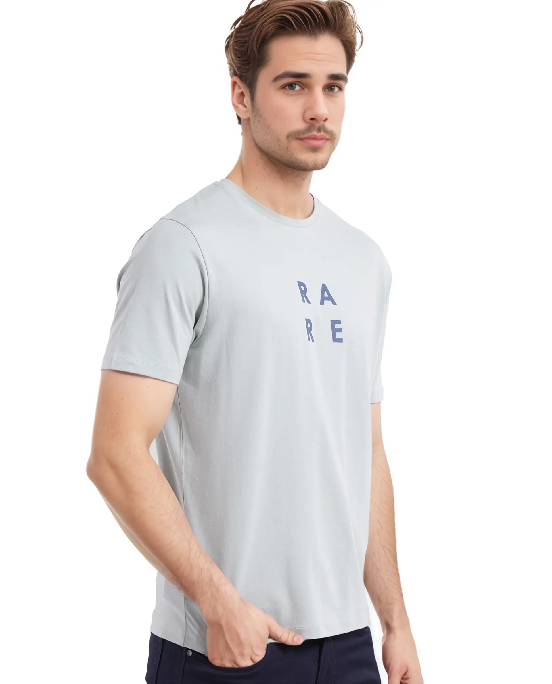 Rare Rabbit Men's Lalyy Pastel Green Cotton Graphic Print Slim Fit Half Sleeve Crew Neck T-Shirt - Image 6