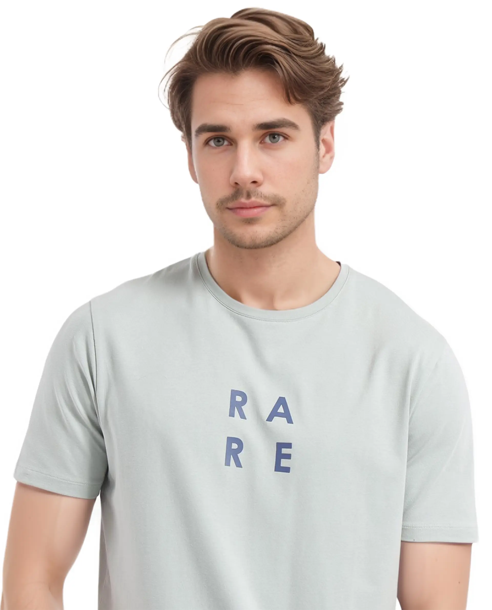 Rare Rabbit Men's Lalyy Pastel Green Cotton Graphic Print Slim Fit Half Sleeve Crew Neck T-Shirt - Image 7