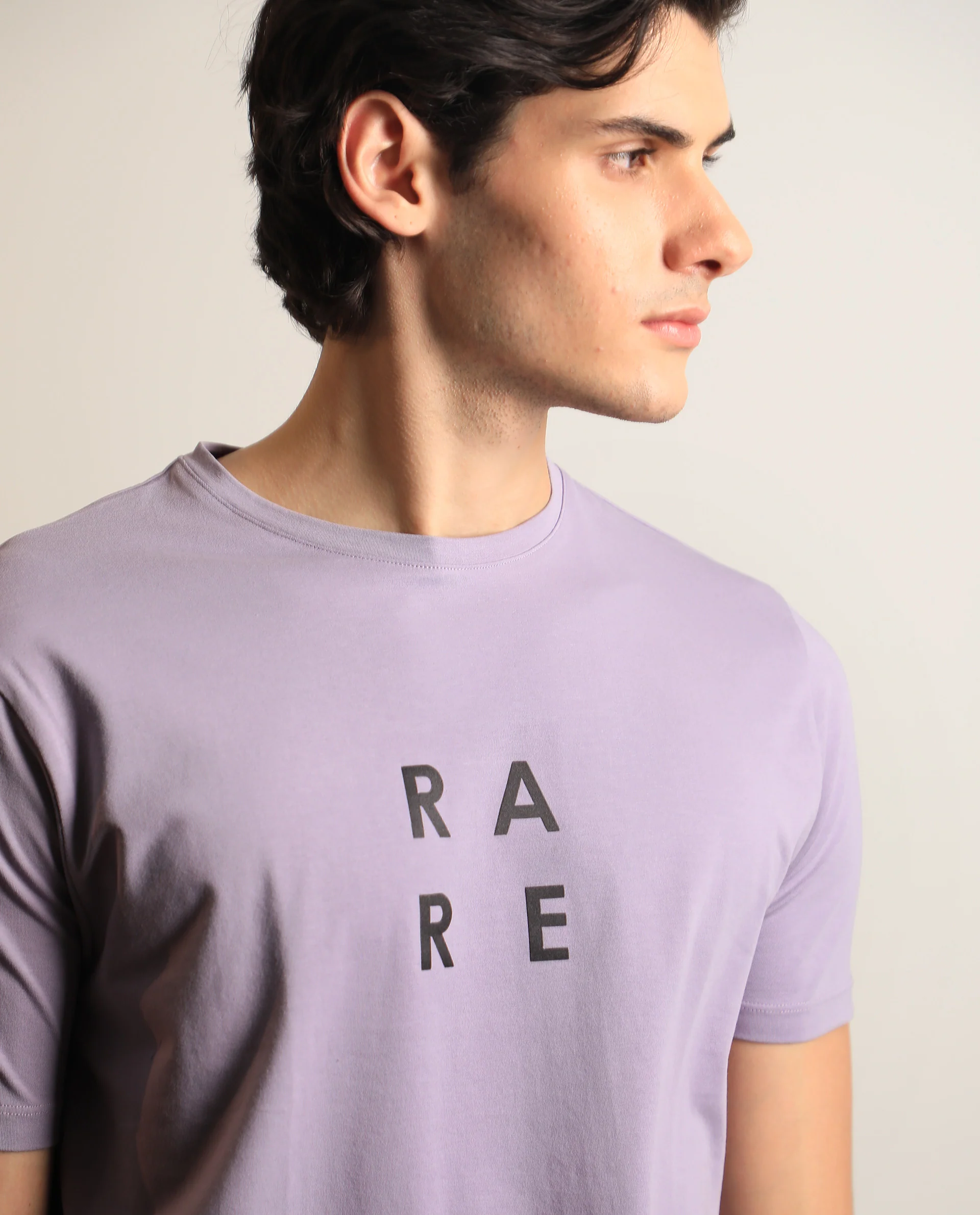 Rare Rabbit Men's Lalyy Purple Cotton Graphic Print Slim Fit Half Sleeve Crew Neck T-Shirt - Image 3