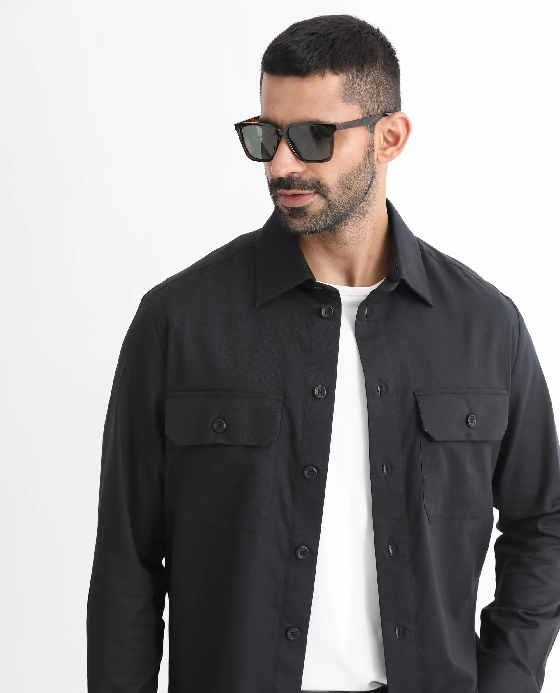 Rare Rabbit Men's Lampil Black Cotton Plain Regular Fit Full Sleeve Collared Shirt - Image 5
