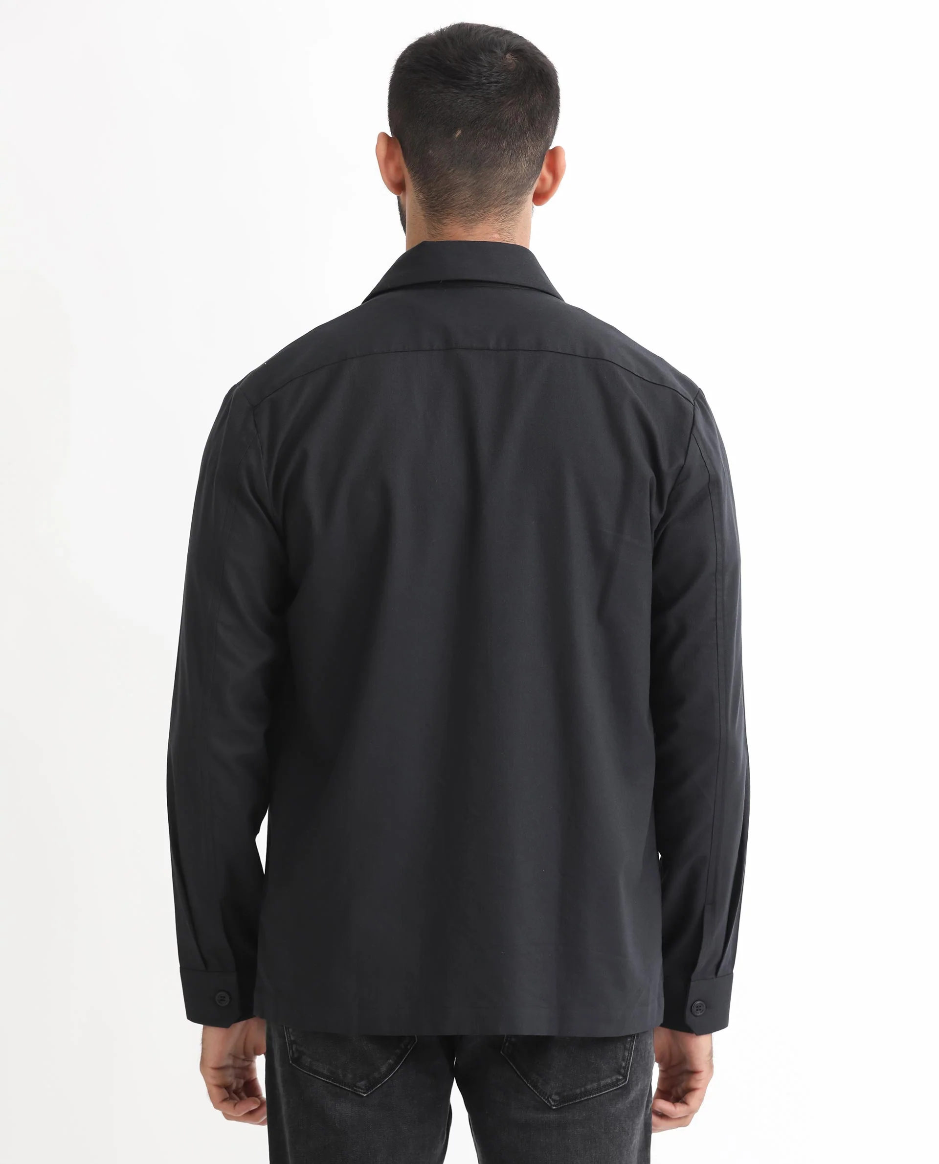 Rare Rabbit Men's Lampil Black Cotton Plain Regular Fit Full Sleeve Collared Shirt - Image 8