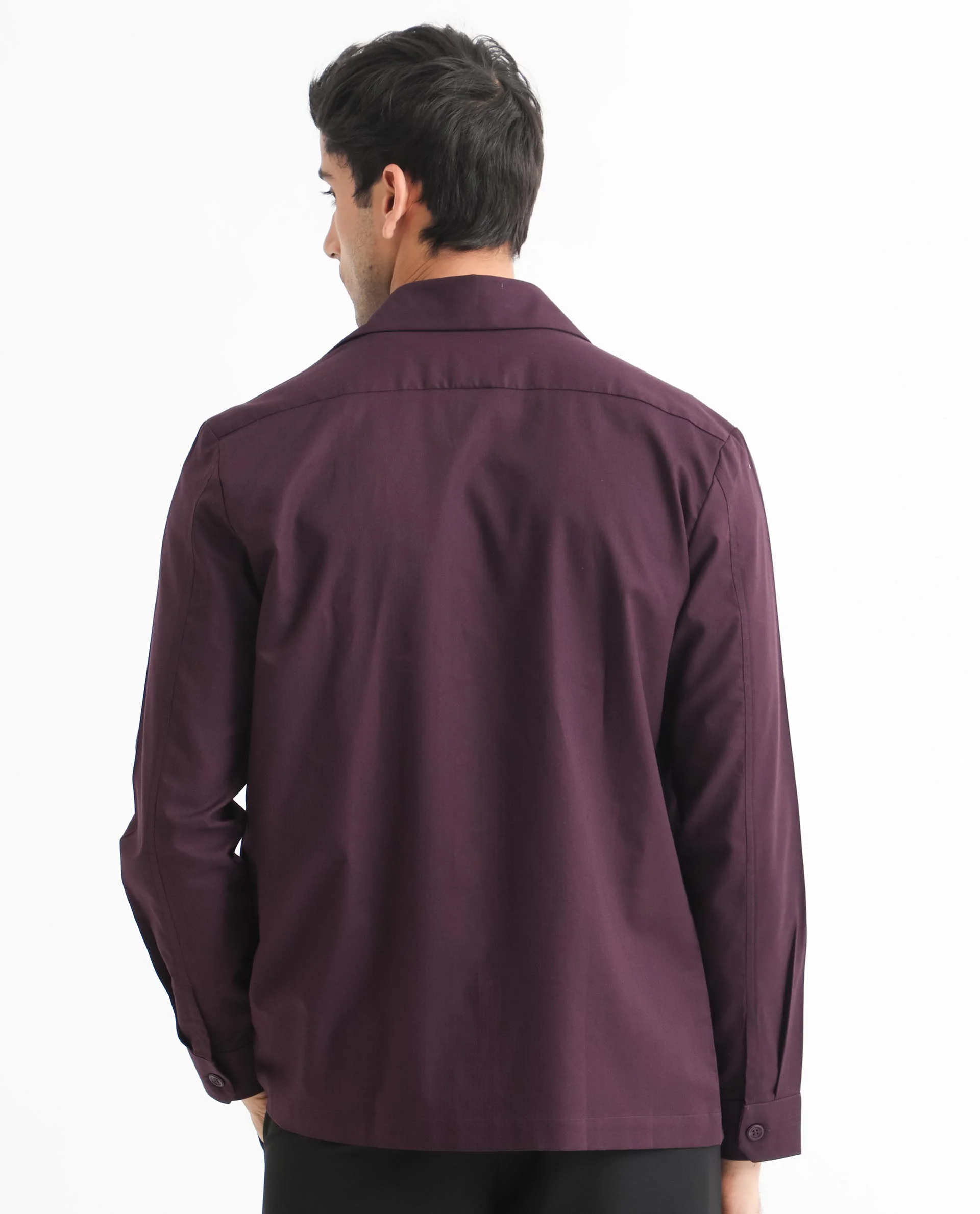 Rare Rabbit Men's Lampil Dark Maroon Cotton Plain Regular Fit Spread Collar Shirt - Image 11