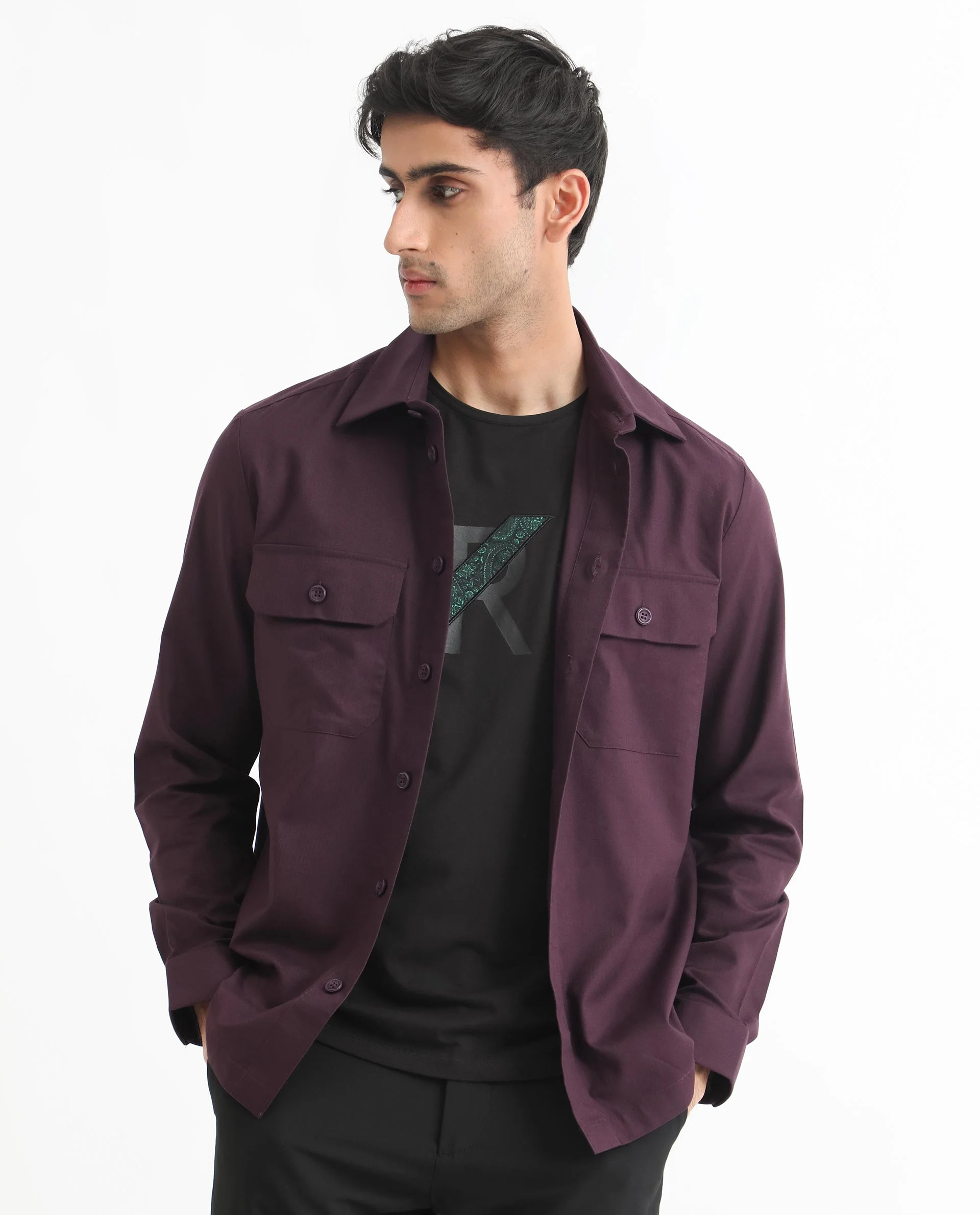 Rare Rabbit Men's Lampil Dark Maroon Cotton Plain Regular Fit Spread Collar Shirt - Image 8