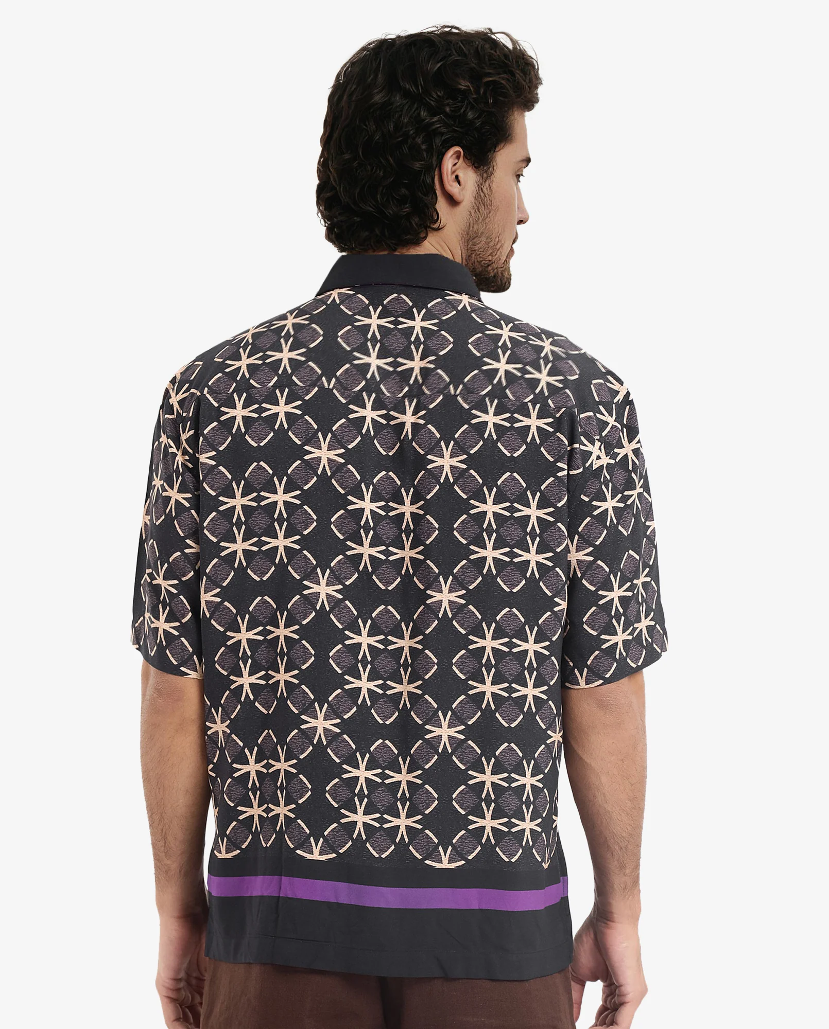 Rare Rabbit Men's Lanre Black Viscose Geometric Print Boxy Fit Half Sleeve Collared Shirt - Image 6