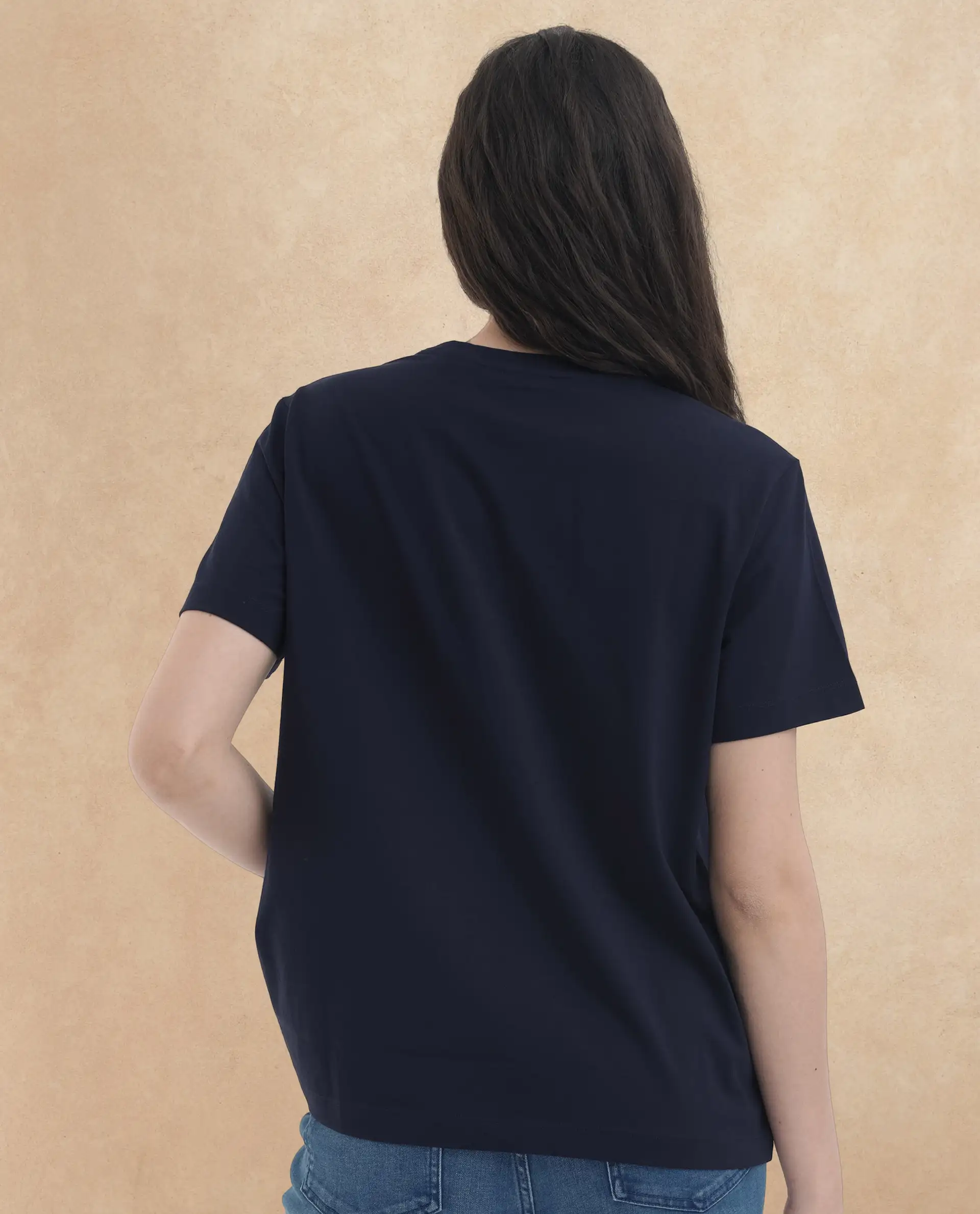 Rareism Women's Lany Dark Navy Cotton Blend Crew Neck Graphic Print Regular Fit T-Shirt - Image 7