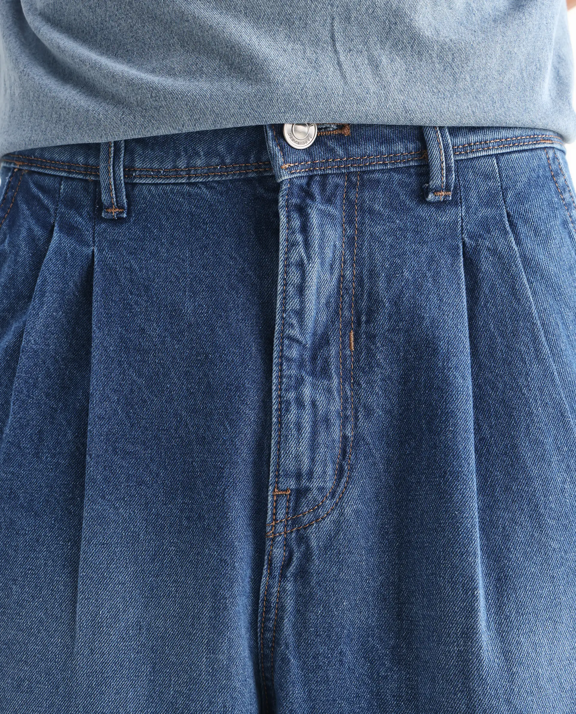 Rare Rabbit Men's Lar Blue Cotton Plain Baggy Fit Jeans - Image 7