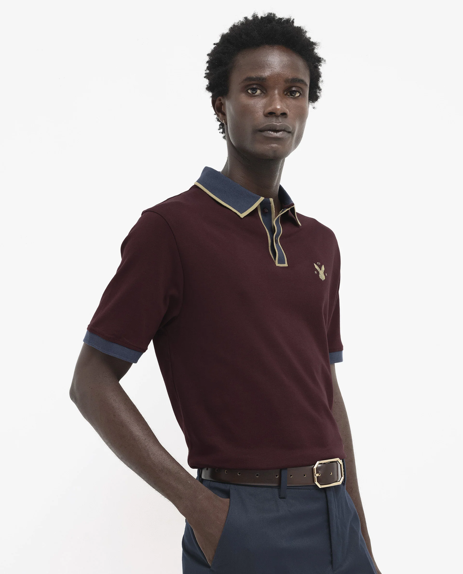 Rare Rabbit Men's Lark Dark Maroon Cotton Plain Regular Fit Half Sleeve Polo - Image 7