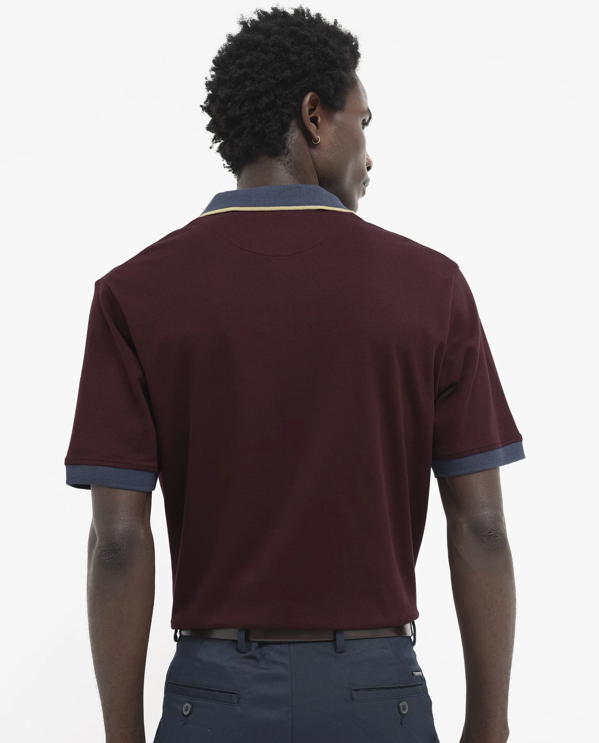 Rare Rabbit Men's Lark Dark Maroon Cotton Plain Regular Fit Half Sleeve Polo - Image 9