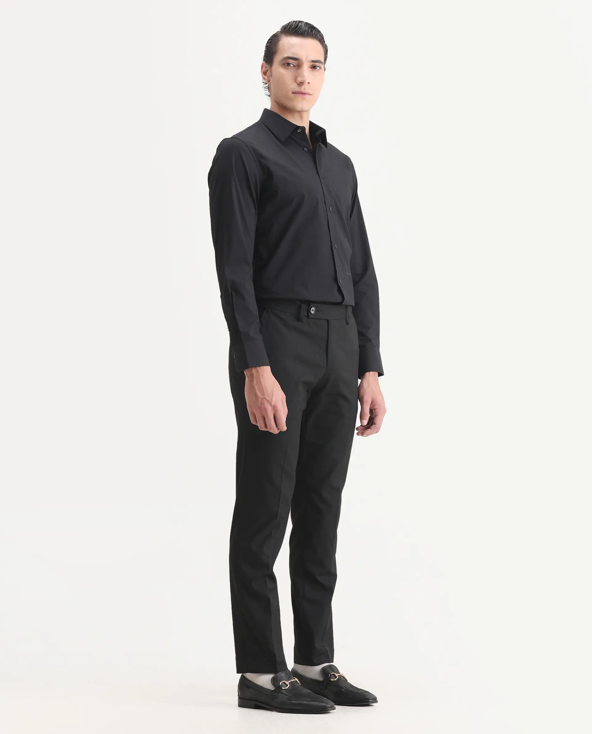 Rare Rabbit Men's Larkin Black Polyester Striped Print Tailored Fit Full Sleeve Lapel Neck Suits - Image 4