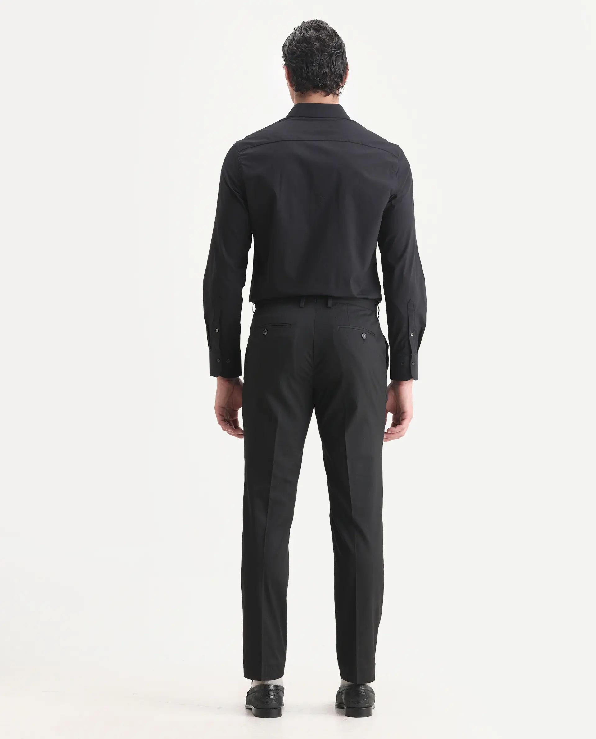Rare Rabbit Men's Larkin Black Polyester Striped Print Tailored Fit Full Sleeve Lapel Neck Suits - Image 8