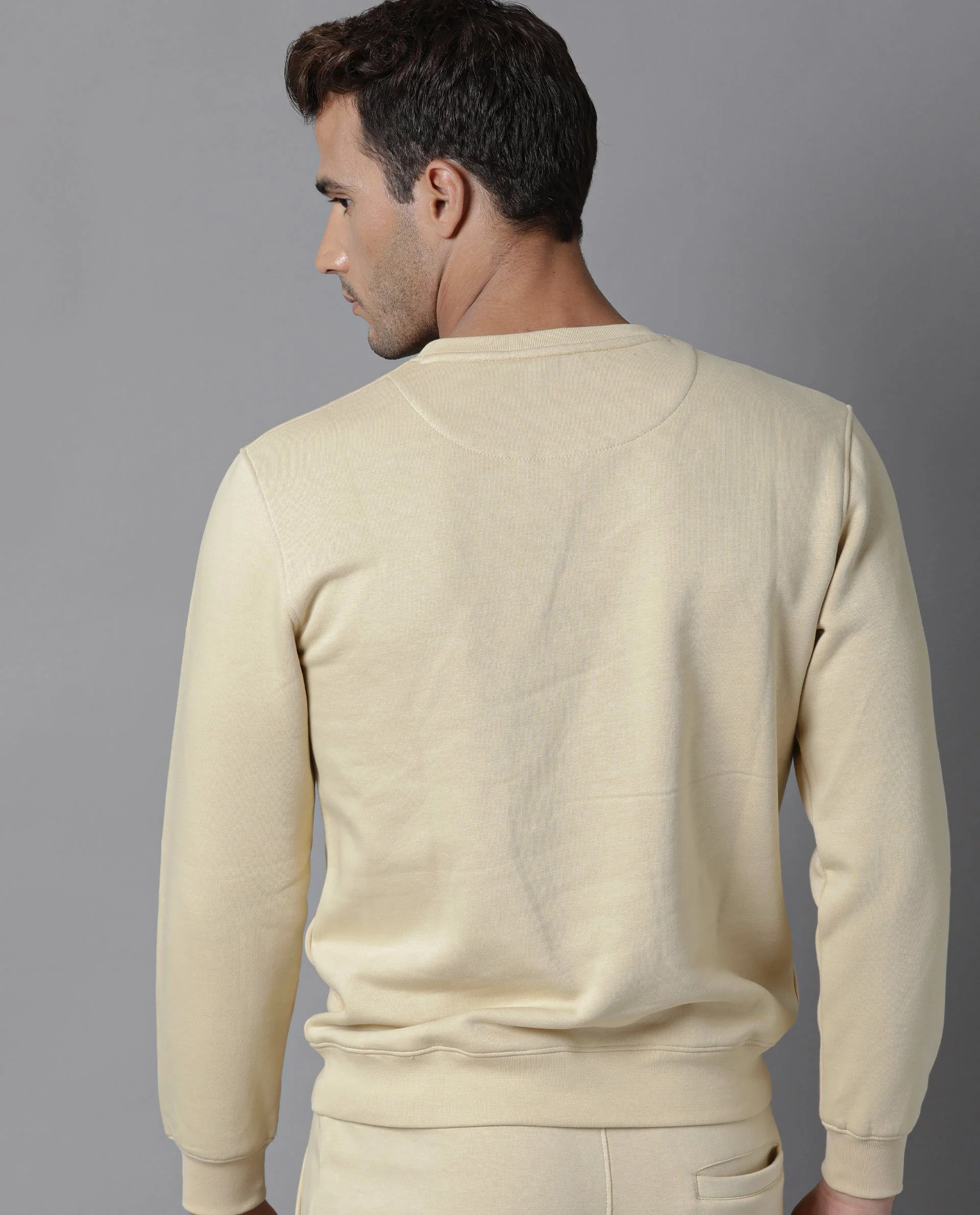 Rare Rabbit Men's Larkin Yellow Cotton Embroidered Slim Fit Full Sleeve Crew Neck Sweatshirt - Image 6