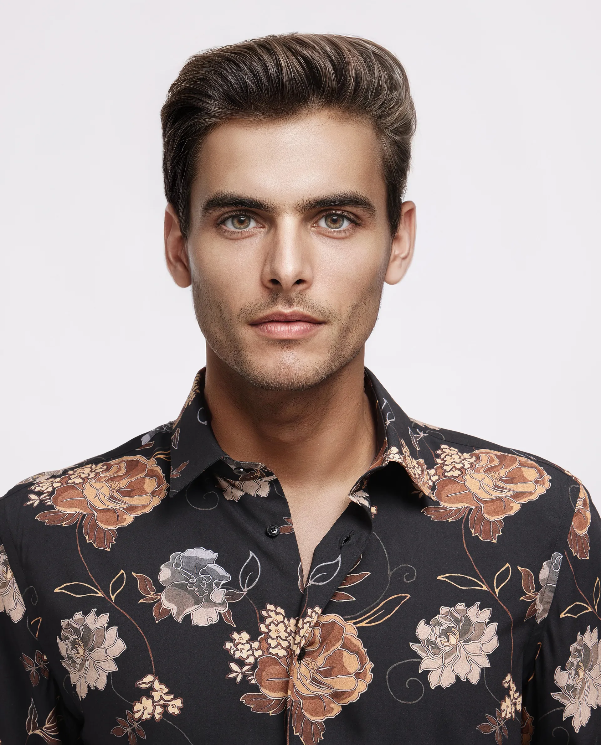 Rare Rabbit Men's Larne Black Viscose Blend Floral Print Regular Fit Full Sleeve Collared Shirt - Image 5