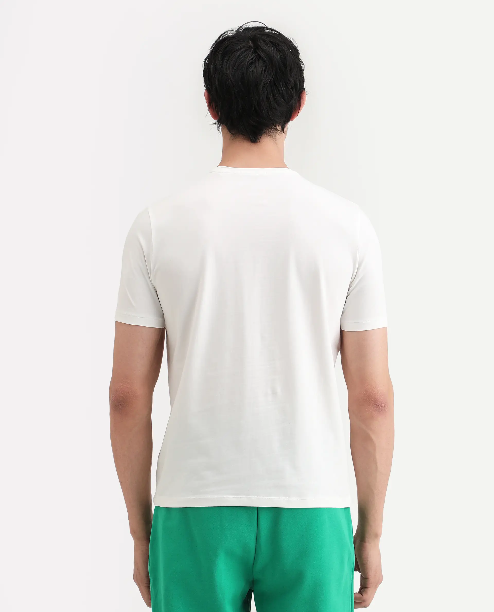 Rare Rabbit Men's Larri Off White Cotton Blend Fabric Half Sleeve Crew Neck Regular Fit Graphic Print T-Shirt - Image 8