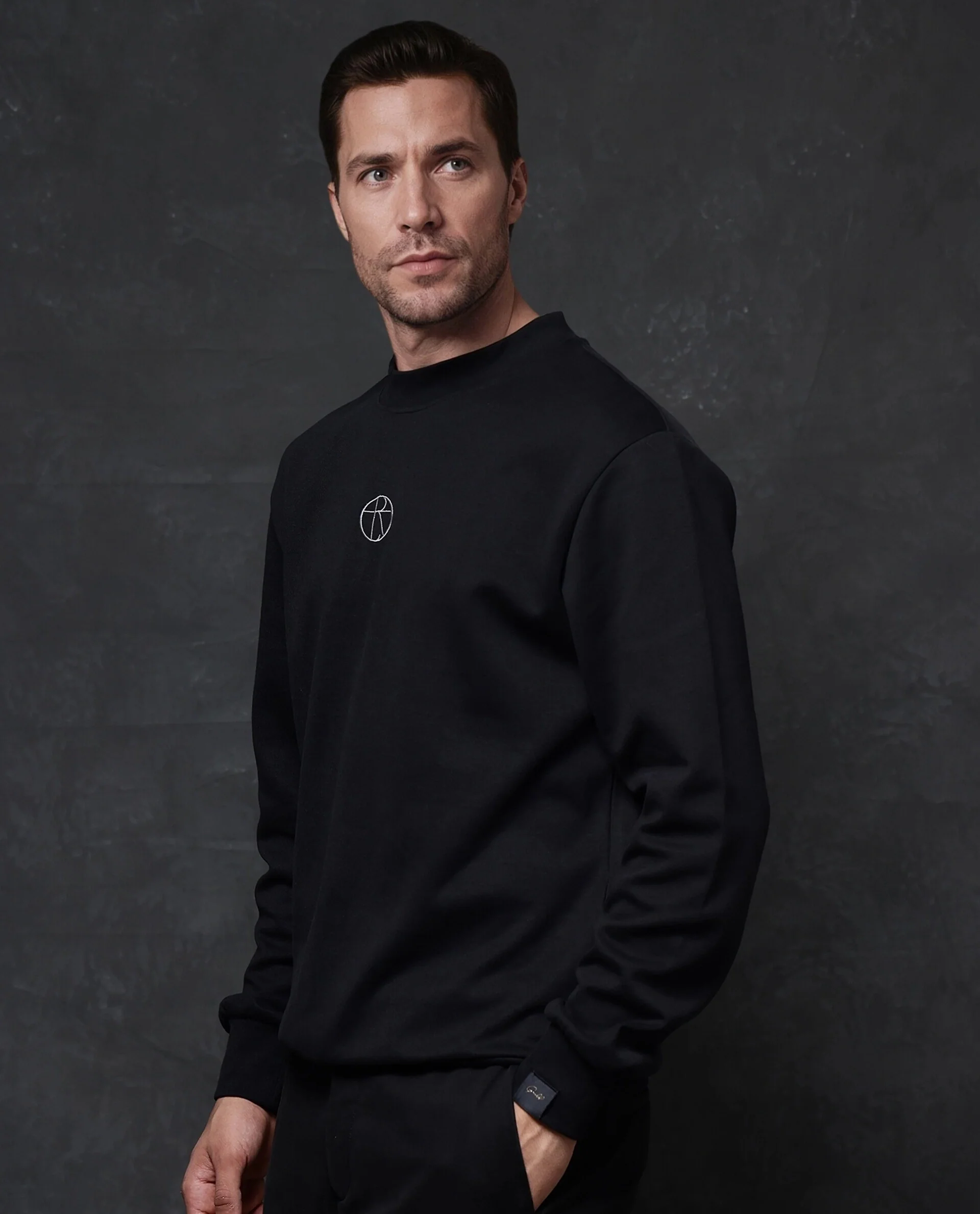 Rare Rabbit Men's Lars Black Cotton Embroidered Regular Fit Full Sleeve Crew Neck Sweatshirt - Image 6