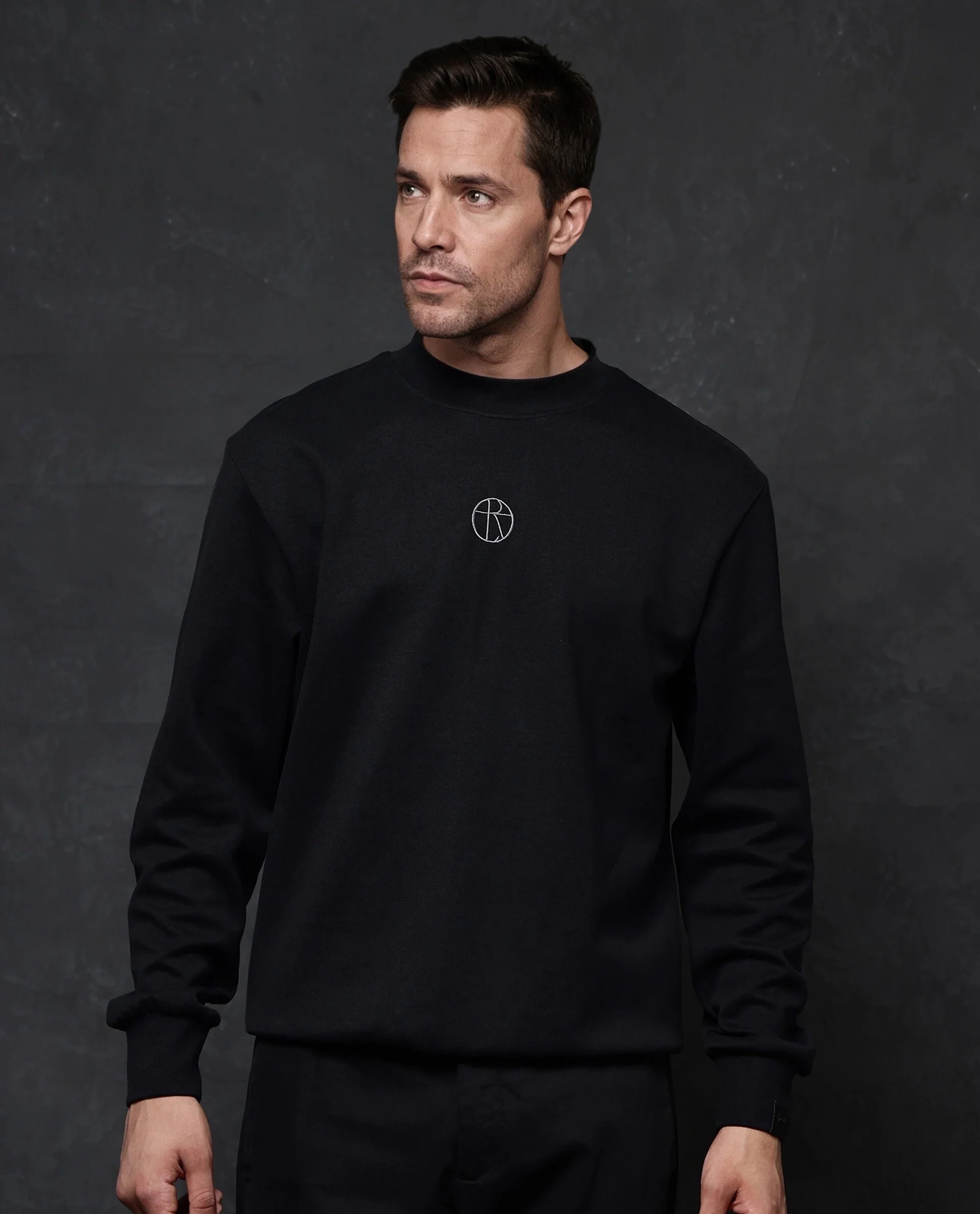 Rare Rabbit Men's Lars Black Cotton Embroidered Regular Fit Full Sleeve Crew Neck Sweatshirt - Image 7