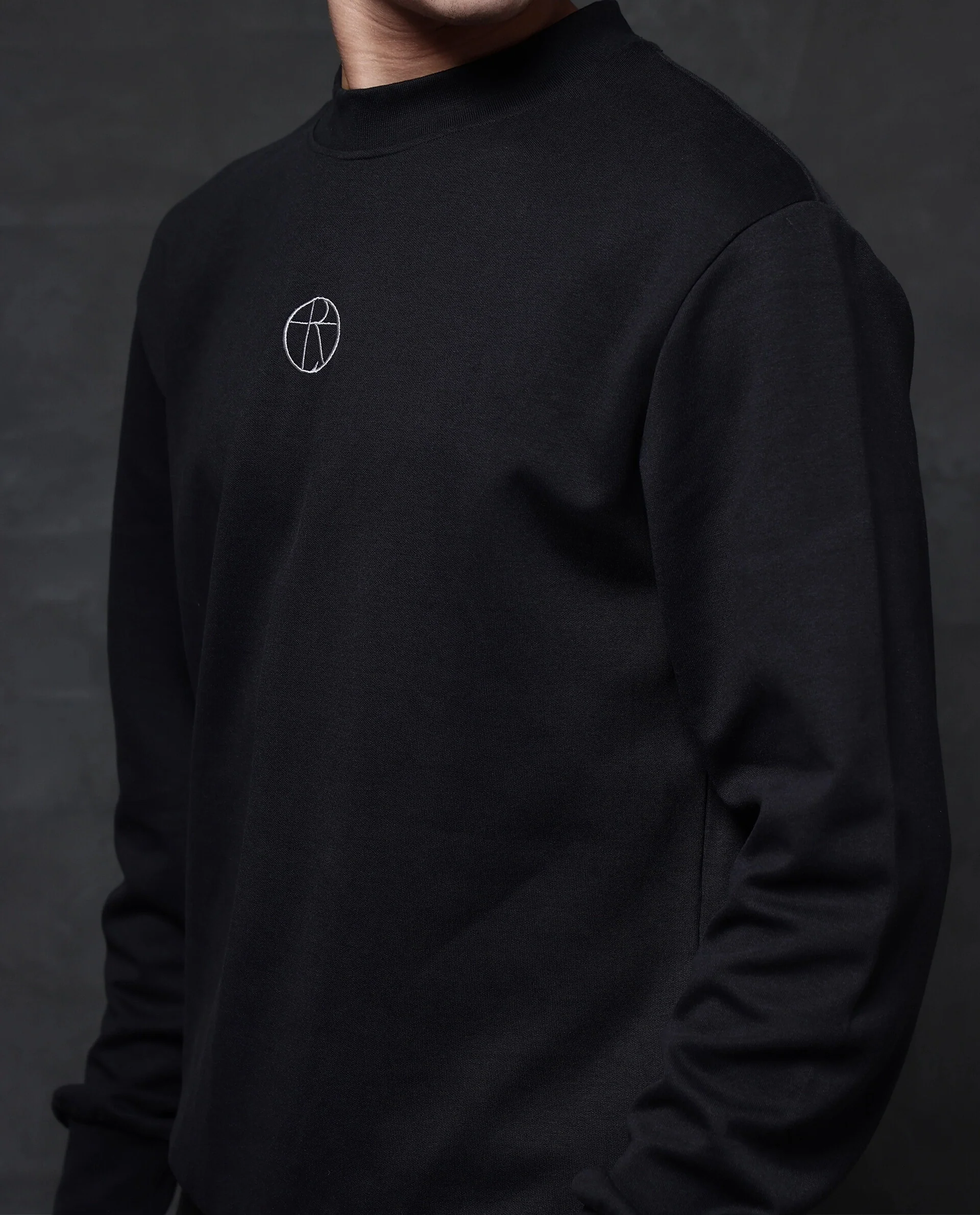 Rare Rabbit Men's Lars Black Cotton Embroidered Regular Fit Full Sleeve Crew Neck Sweatshirt - Image 9