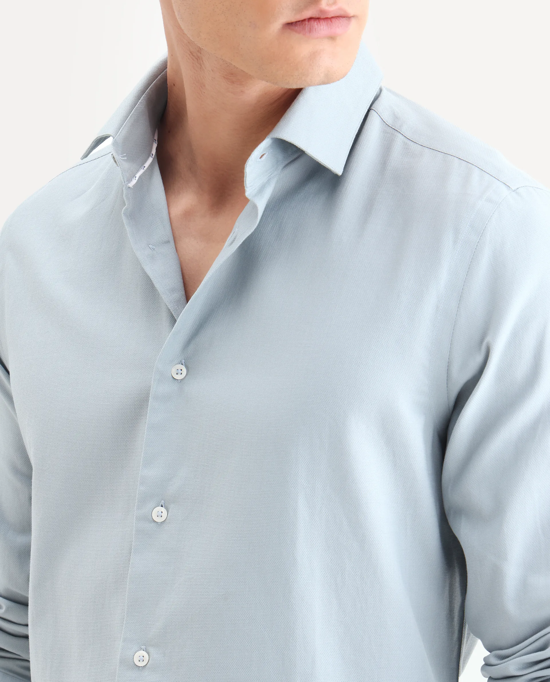 Rare Rabbit Men's Lasko Light Blue Cotton Plain Regular Fit Full Sleeve Collared Shirt - Image 3