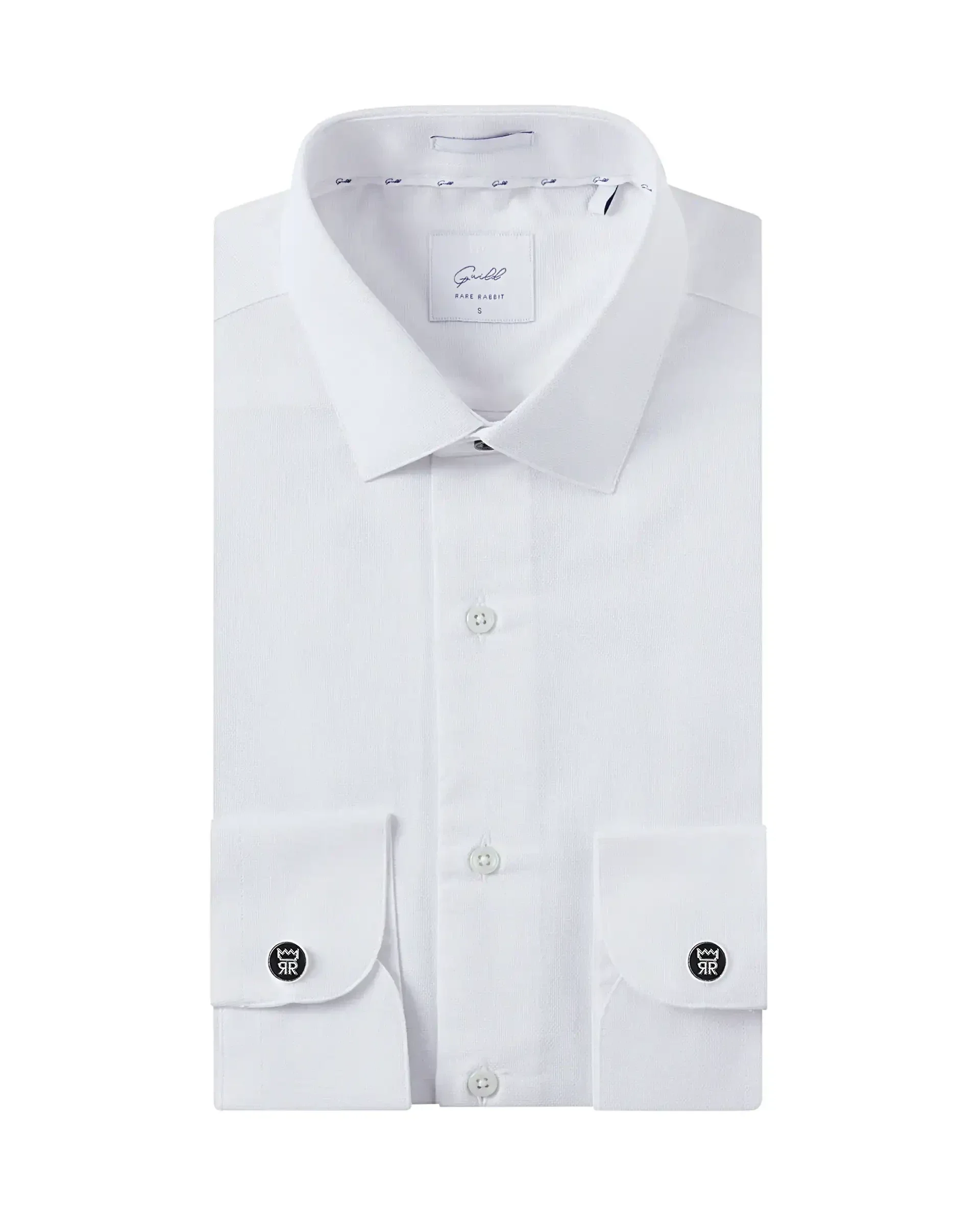 Rare Rabbit Men's Lasko White Cotton Plain Regular Fit Full Sleeve Collared Shirt - Image 2